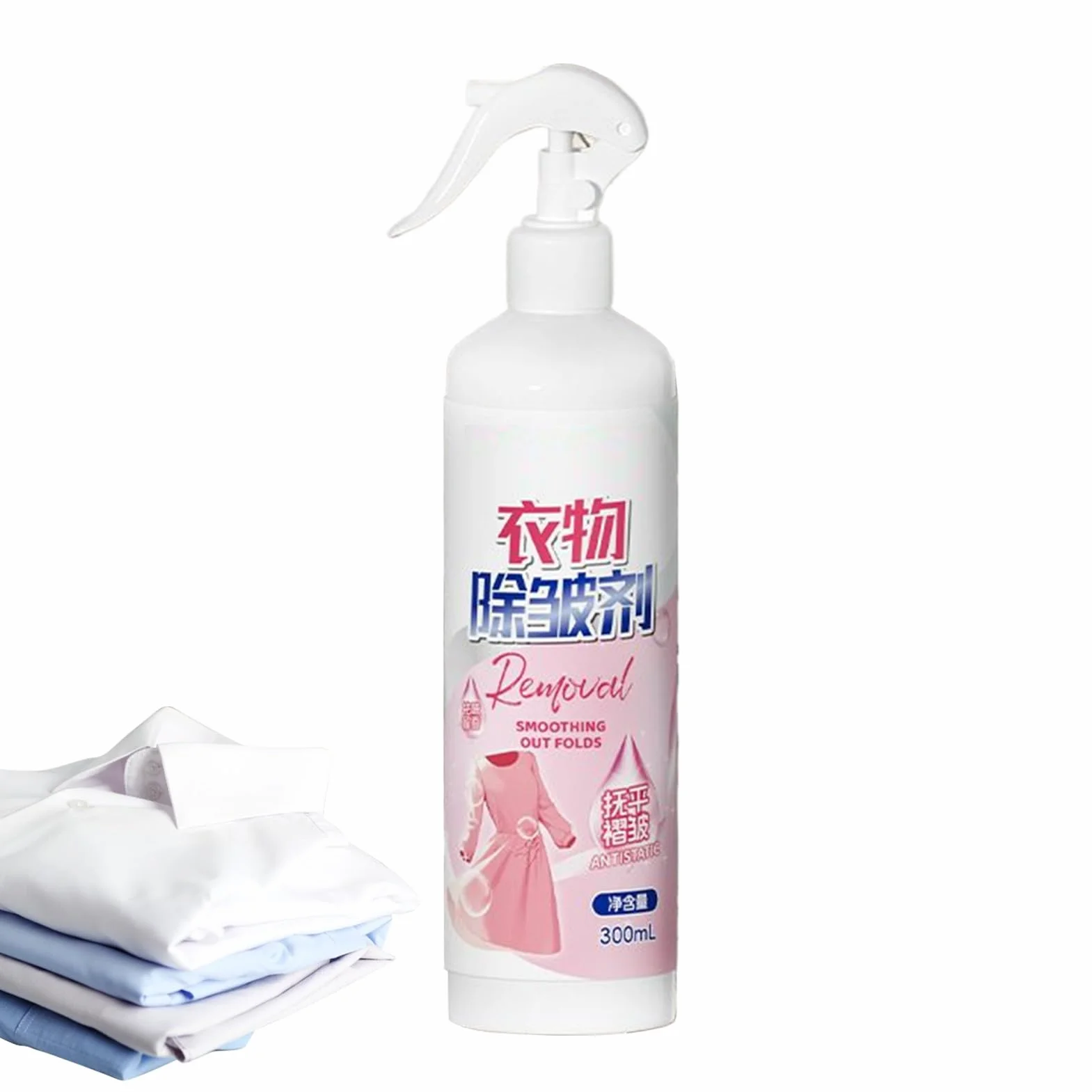 Spray przeciwzmarszczkowy do odzieży, bez prasowania tkanin - 300 ml, antystatyczny zapachowy, do podróży i domu