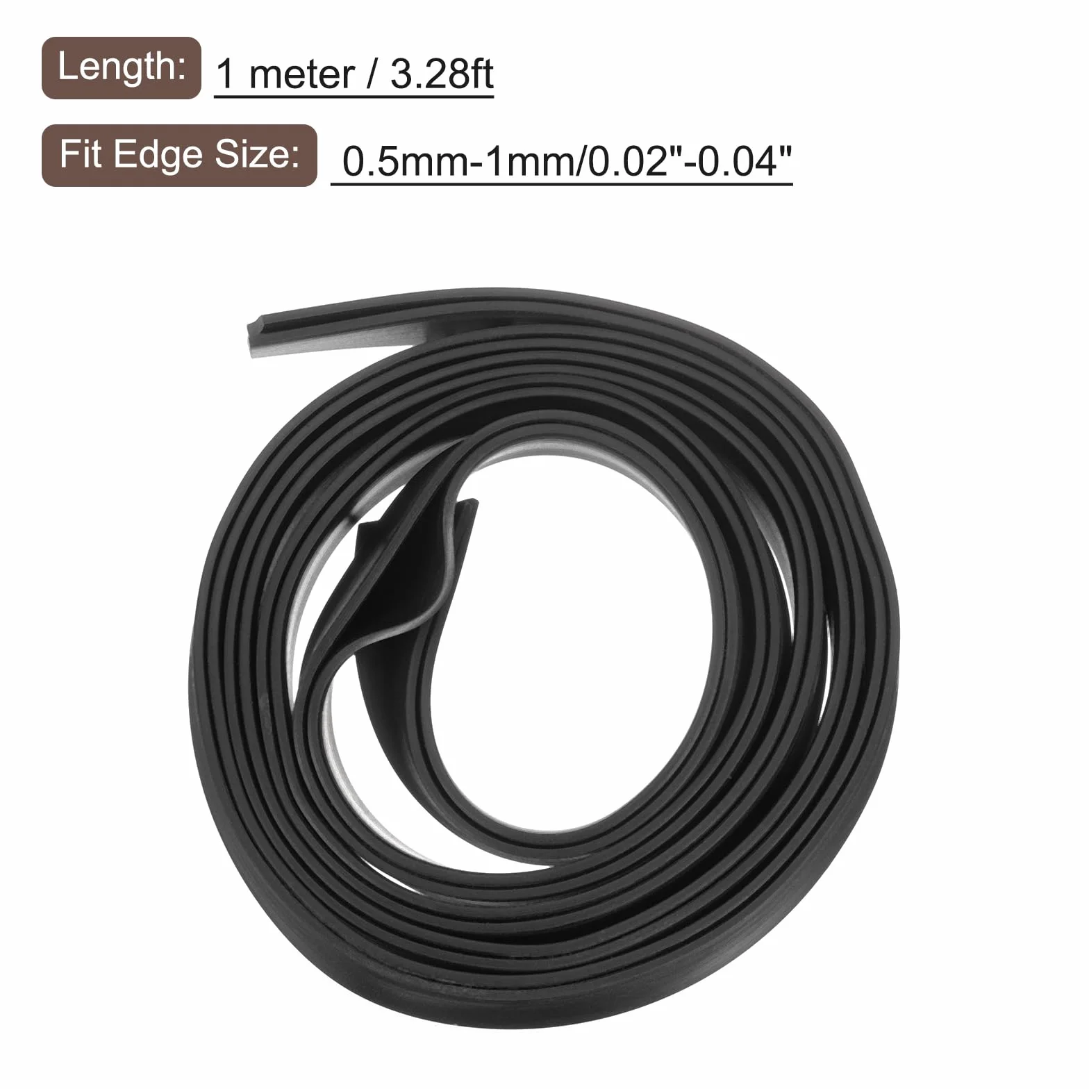 QUARKZMAN Profil ochronny w kształcie litery U, długi gumowy pasek uszczelniający ochraniacz krawędzi 3,3 stopy do krawędzi 0,5-1 mm, (5/32" szer. x 43/64" wys.) czarny