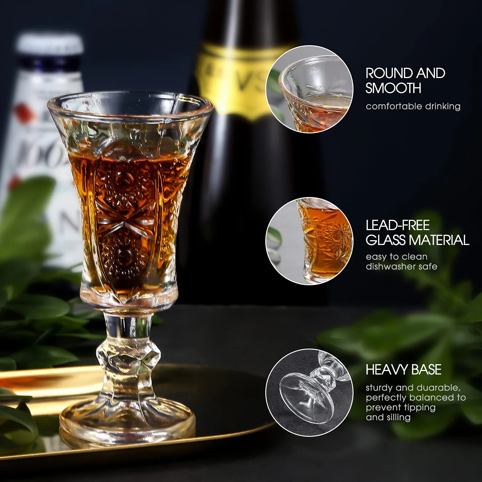 Kieliszki portowe z łodygą, kieliszki do sherry | zestaw kieliszków do shotów | kieliszki do limoncello 37 ml (6)