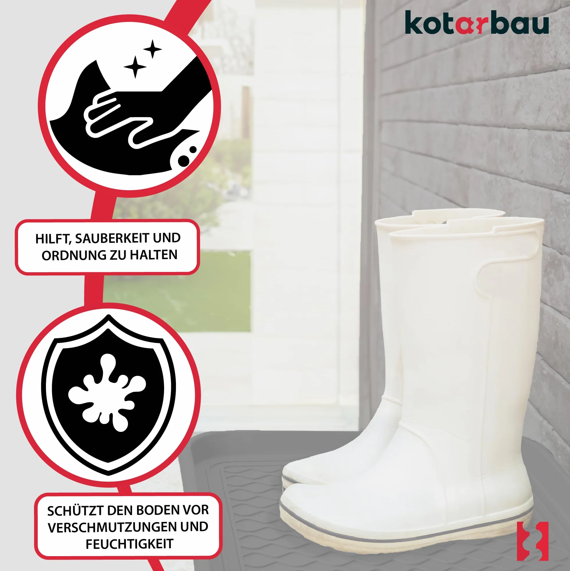 KOTARBAU® Zestaw 2 szt Ociekacz na Buty - 38 X 76 cm - Podstawka Na Mokre Buty - Mata do Przedpokoju - Czarna