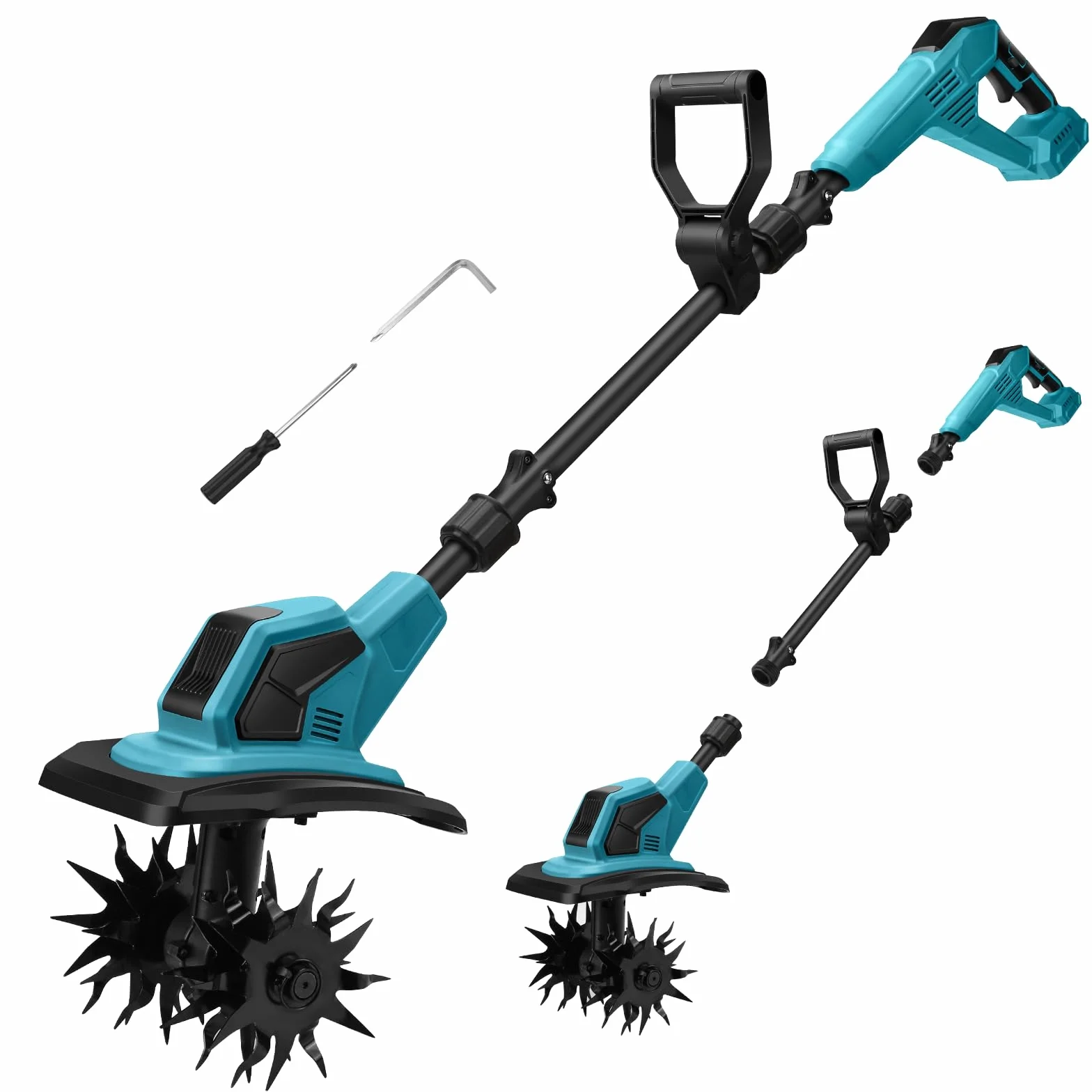 Akumulatorowa glebogryzarka kompatybilna z akumulatorem Makita 18 V, 550 W, składana, szerokość robocza 32 cm, głębokość robocza 18 cm, bezszczotkowa glebogryzarka, elektryczna glebogryzarka do ogrodu