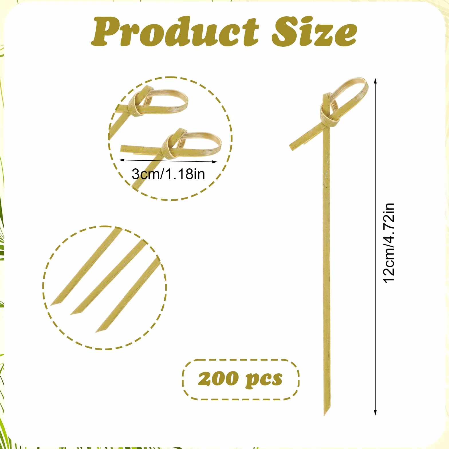 Nogeqi 200 sztuk bambusowych szaszłyków drewnianych 12 cm szpikulce do grilla