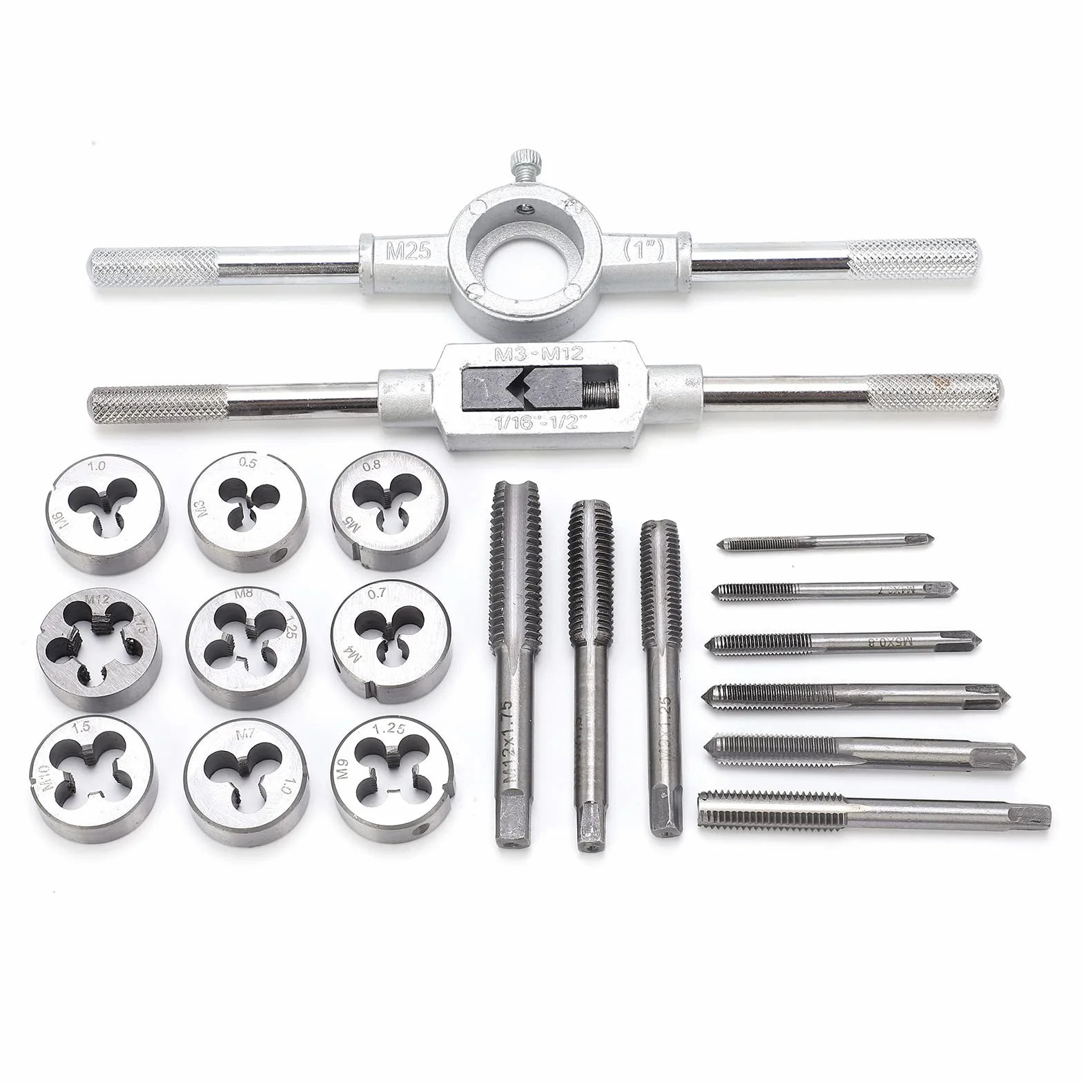 20-częściowy zestaw gwintowników, Tap and Die Set Metric M3-M12, zestaw gwintowników i narzynek z tworzywa sztucznego, zestaw z pudełkiem z tworzywa sztucznego
