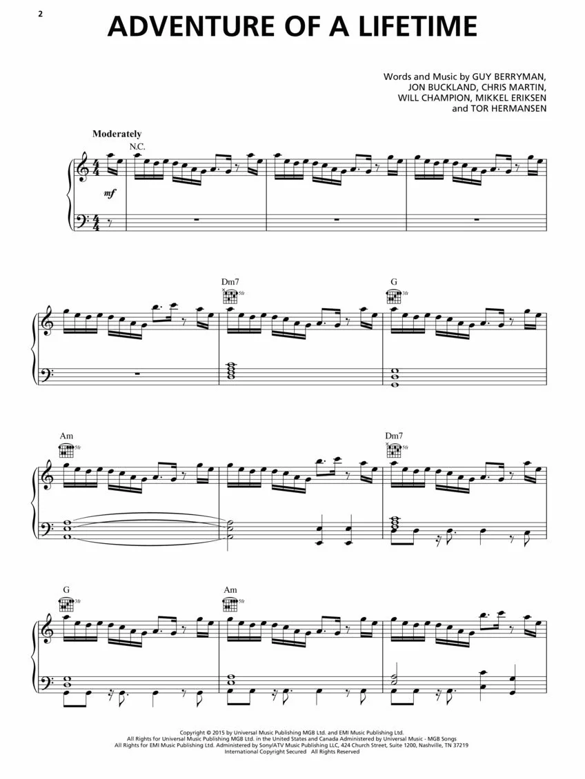 Coldplay Sheet Music Collection: Piano-Vocal-Guitar