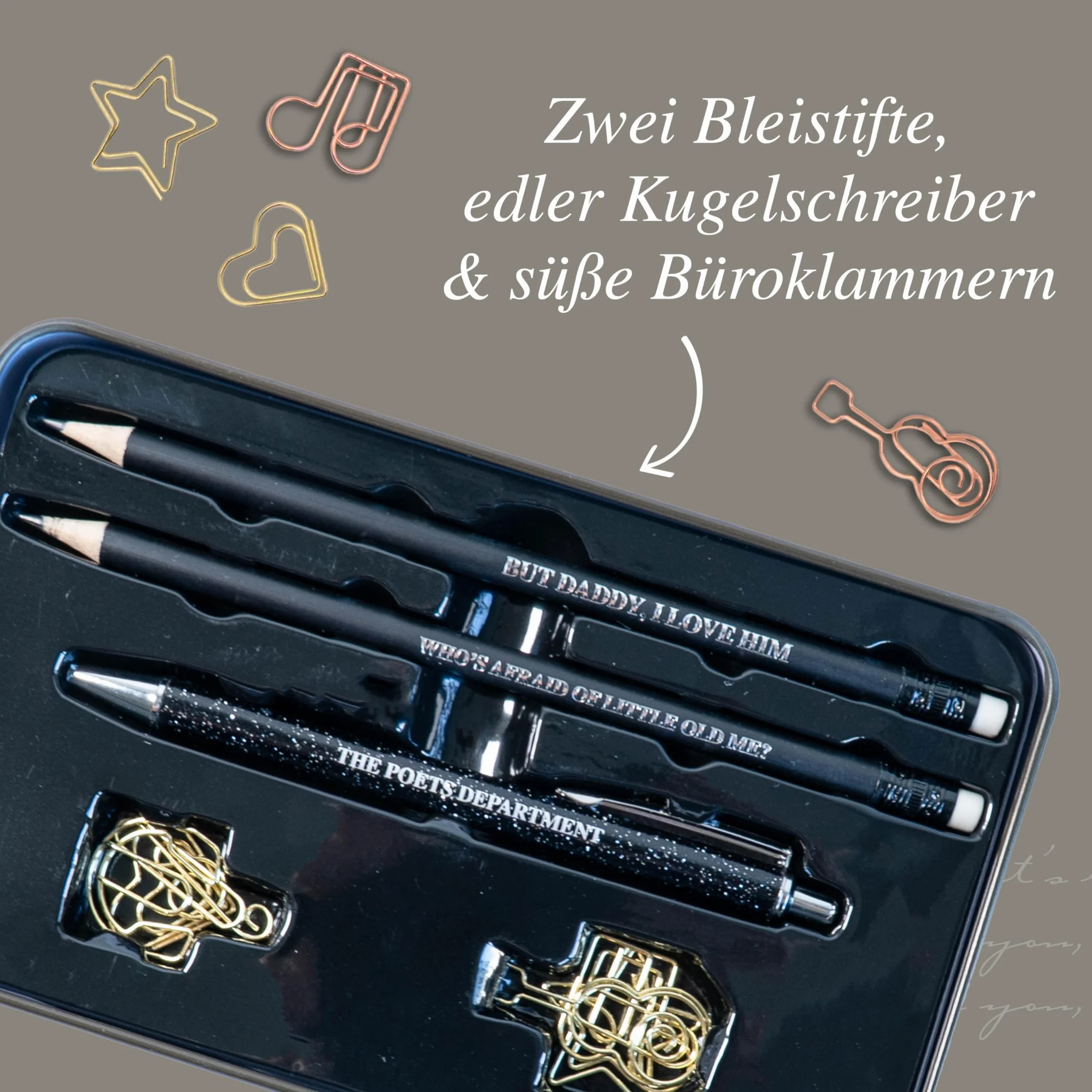 Das inoffizielle Taylor Swift Schreibset - Poets Department: Deko-Metalldose mit Journal, Stiften, Transferstickern, Büroklammern und mehr