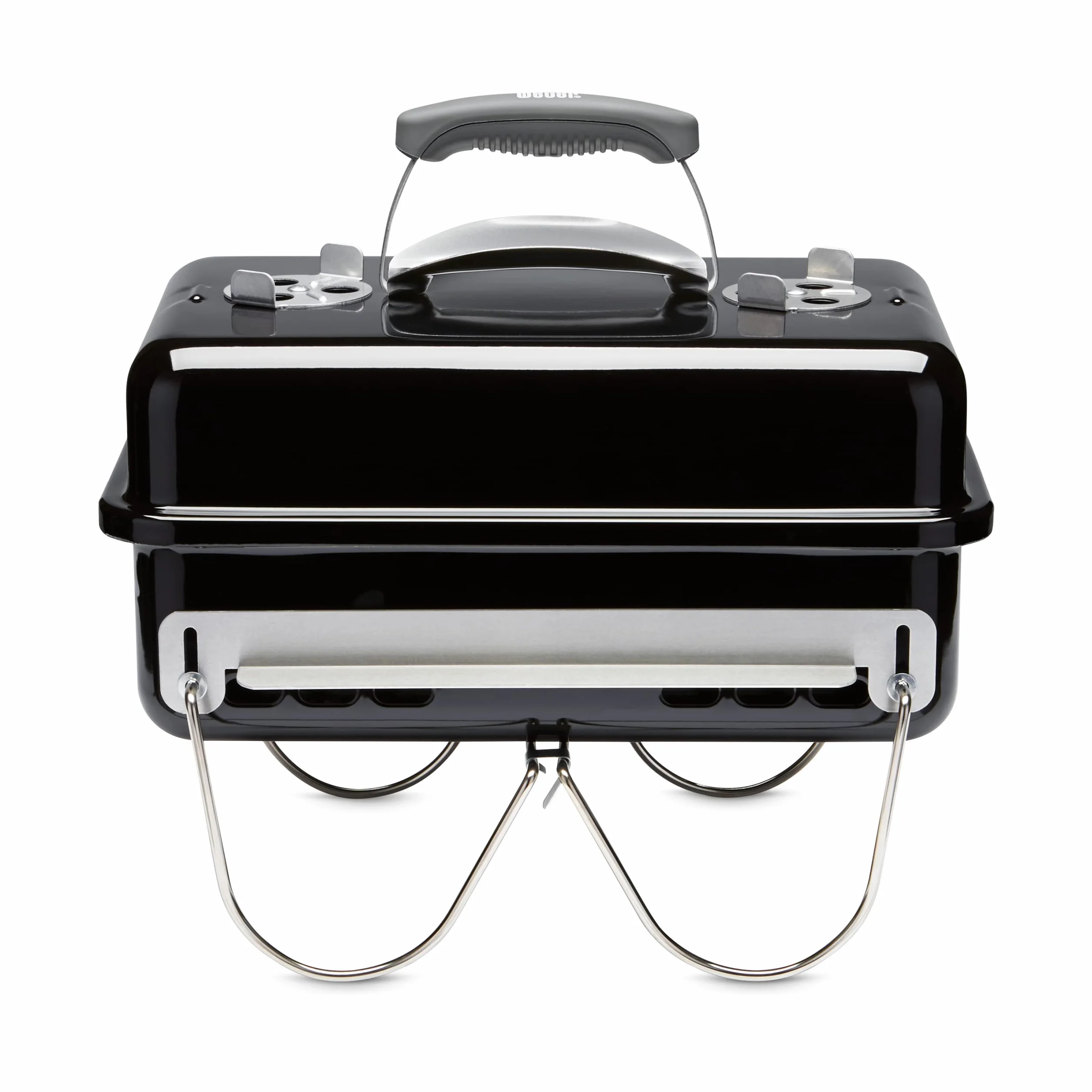 Weber Go-Anywhere Grill węglowy, powierzchnia grilla 42 x 26 cm, lekki przenośny grill BBQ, grill z emaliowaną misą i pokrywą, składane nóżki - Czarny (1131004)