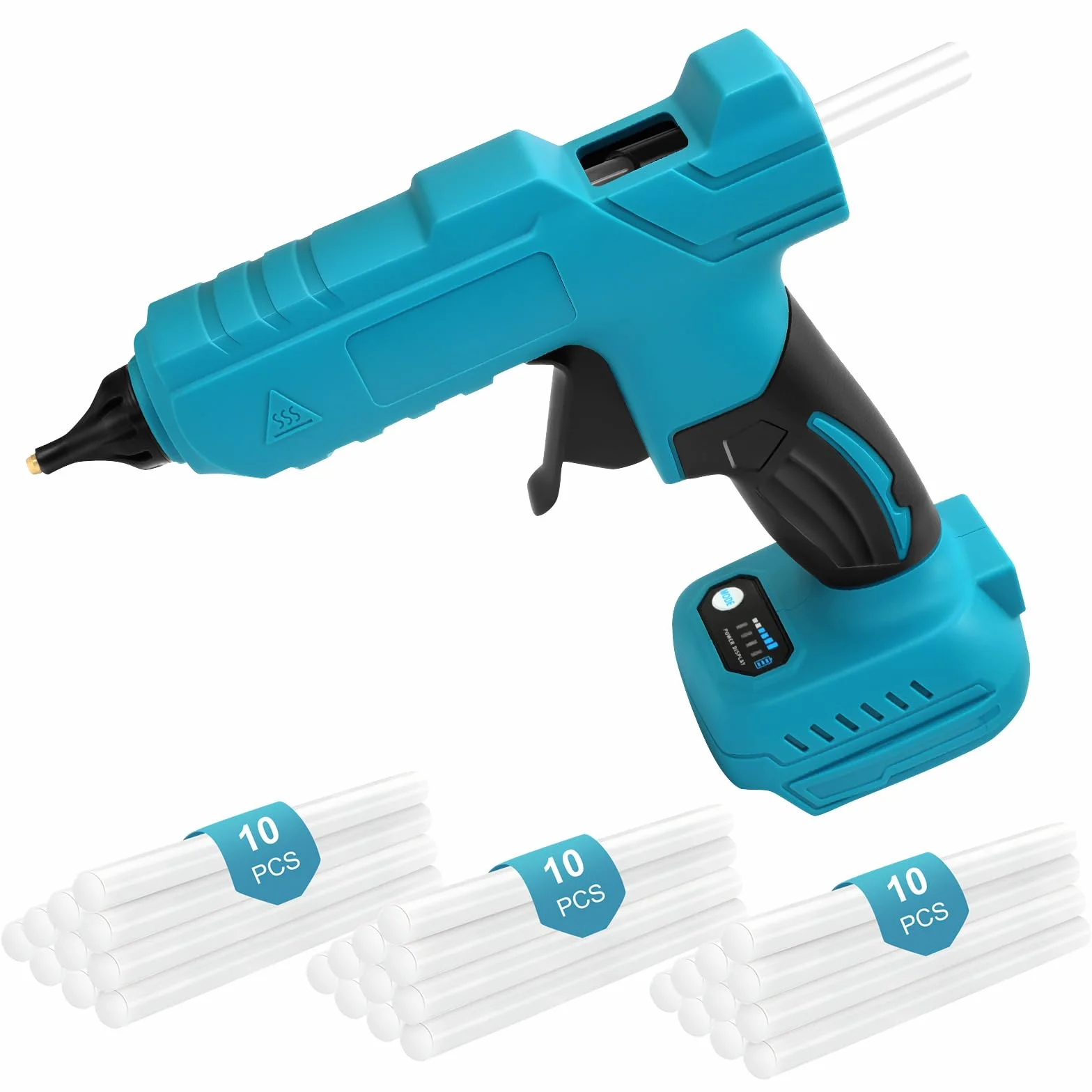 Flintronic Bezprzewodowy pistolet do klejenia na gorąco, pistolet do klejenia 100 W z 30 szt. patyczków do kleju 11 mm x 150 mm, dysza zapobiegająca kapaniu, szybkie podgrzewanie, nadaje się do