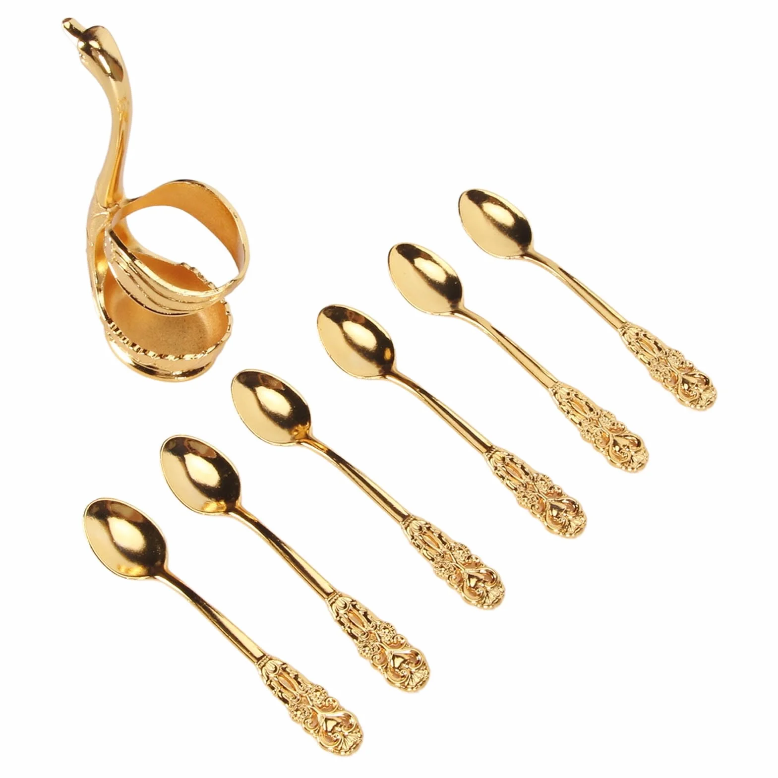 Zestaw 6 łyżek Golden Coffee Spoon KIMISS metalowe dekoracyjne do deserów lodów w kształcie zwierząt