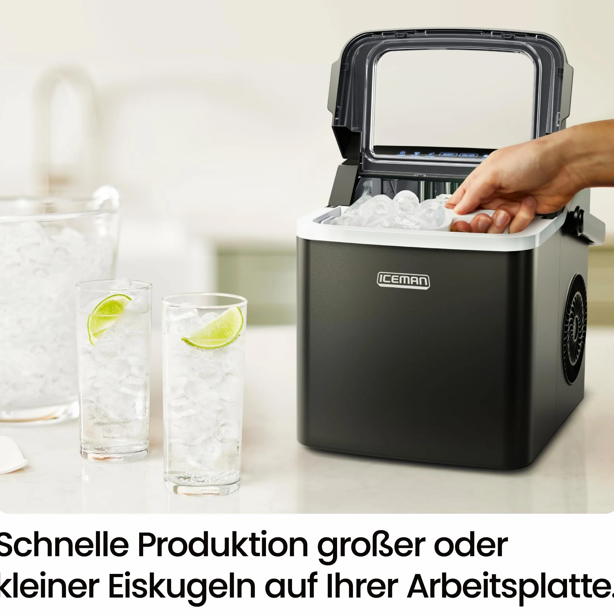 Chefman Iceman Dual-Size Kostkarka do lodu przenośna samoczyszcząca 9 kostek 7 minut 10 kg/24h