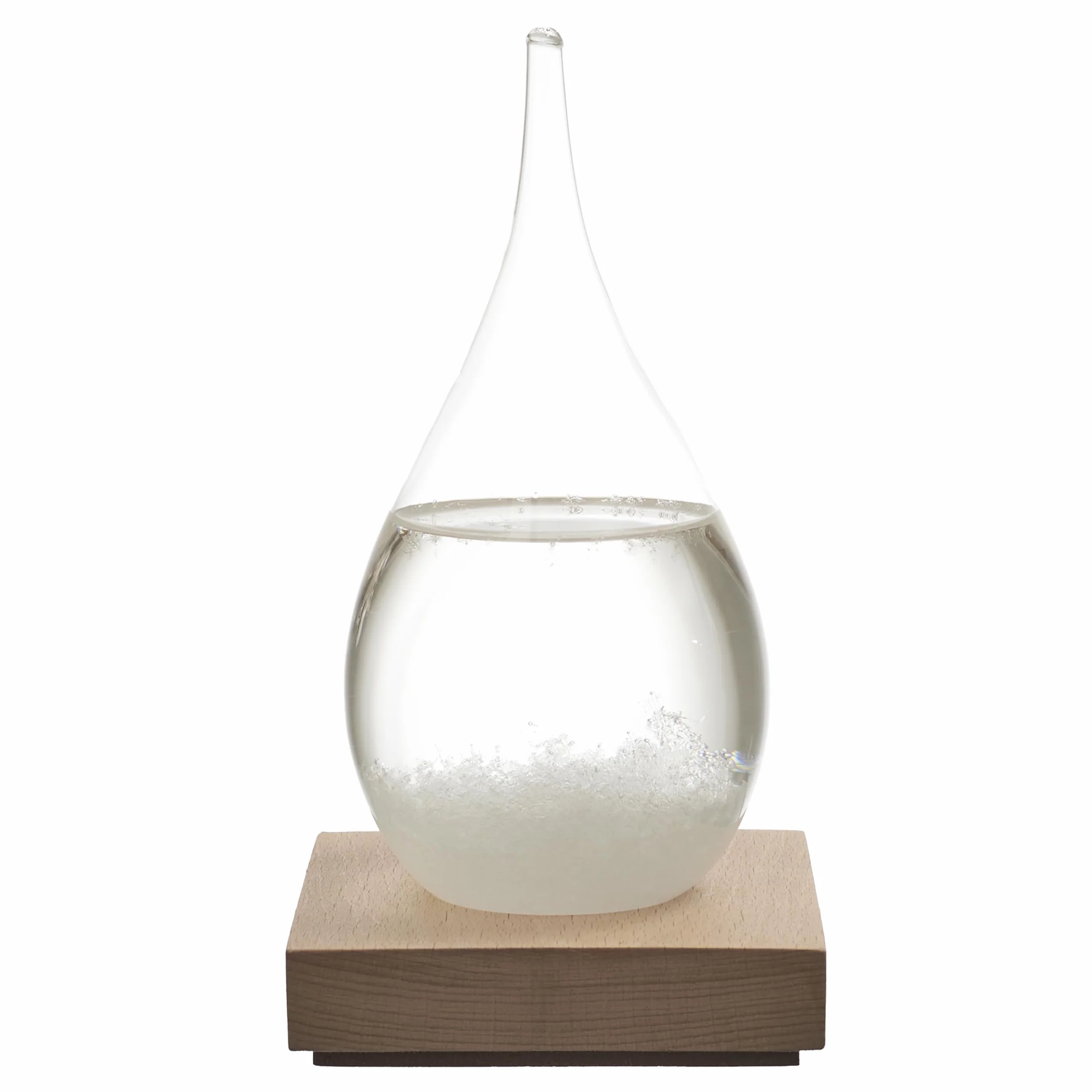 HOME DECO FACTORY, HD0384, Tempest Glass H17 cm - Elegancki i funkcjonalny przedmiot dekoracyjny, oryginalny barometr z kryształkami, drewniana podstawa
