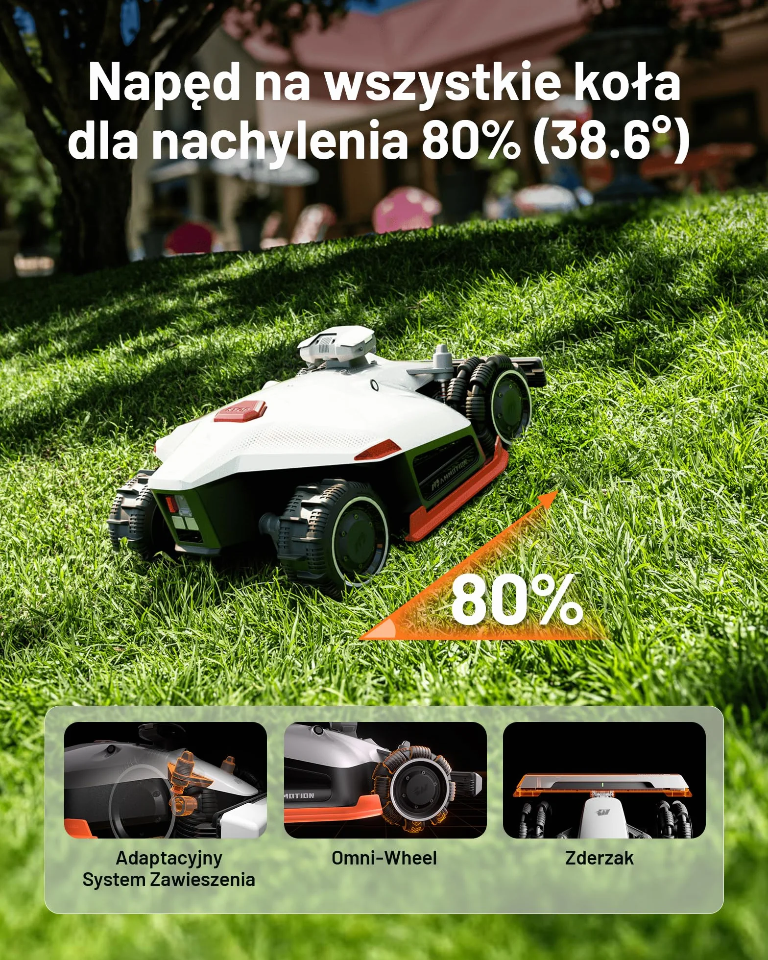MAMMOTION LUBA 2 AWD 3000X Bezprzewodowa Kosiarka Automatyczna Zalecane 3000 m², maks.3600 m², Automatyczne Mapowanie UltraSense AI Vision i Pozycjonowanie iNavi