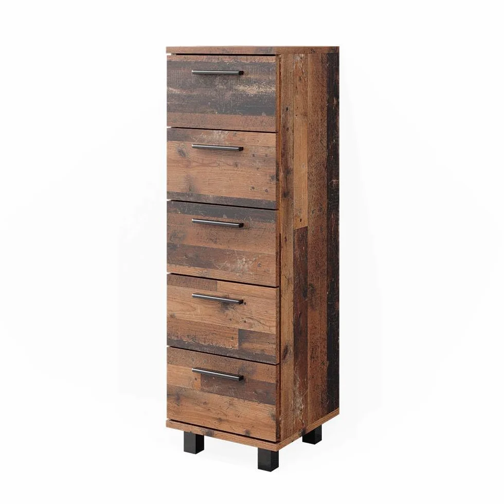 Vicco Szafka Midi "Ilias", Rustykalny dąb, 30 x 95 cm z 5 szufladami