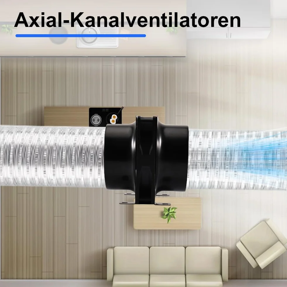 Wentylator rurowy 100 mm z regulatorem prędkości obrotowej – wentylator rurowy regulowany – wentylator osiowy z wtyczką EU, adapter kanałowy, siatka do namiotów uprawnych, szklarni, ogrodu