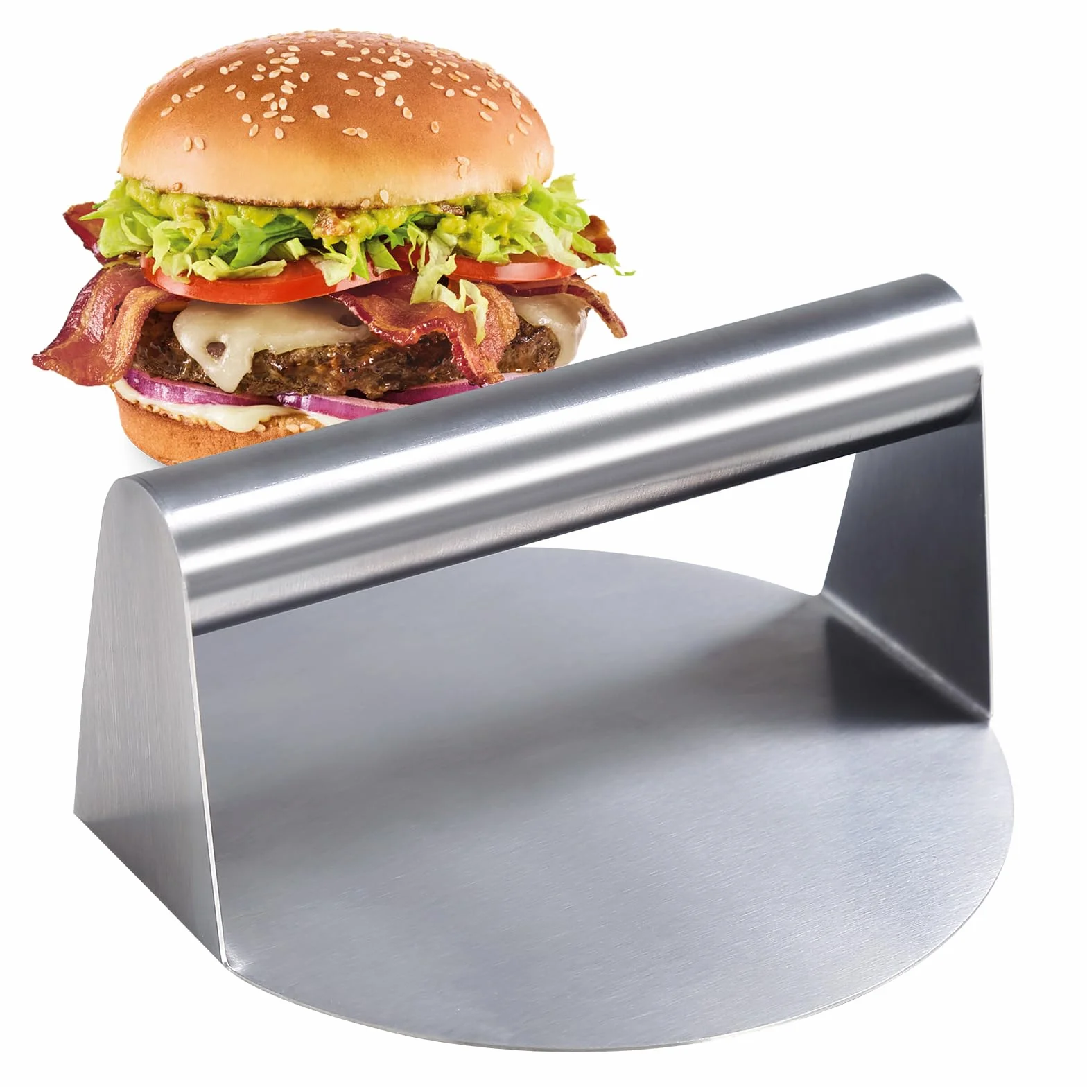 Ulepsz swoją grę w grilla dzięki prasie do burgerów ze stali nierdzewnej 304 – 14 cm Burger Smasher i naciśnij dla idealnego wrażenia z burgera!