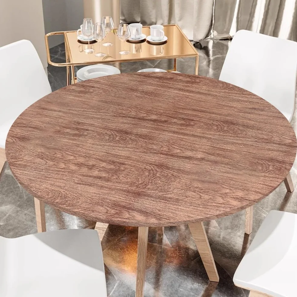 Obrus okrągły, Ø 120 cm, z gumowym ściągaczem, elastyczny, nadaje się do prania, okrągły, nadaje się do prania, idealny na 110-115 cm (A)