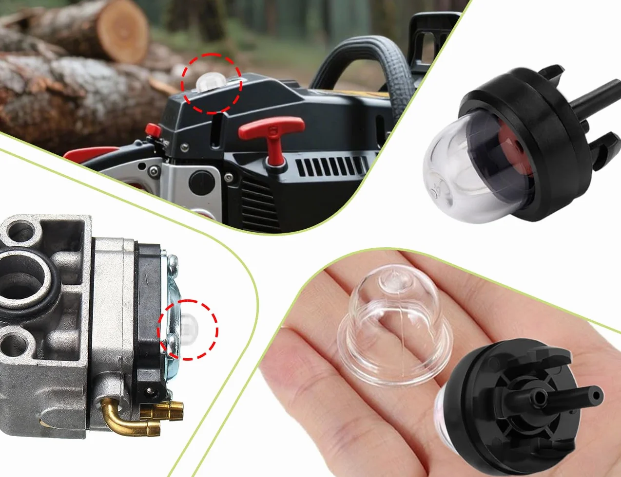 7 sztuk pompek typu Snap in Primer Bulb, pompa do gaźnika, żarówki paliwowe, uniwersalne akcesoria, do pił łańcuchowych, dmuchawy, trymerów, kosiarek spalinowych