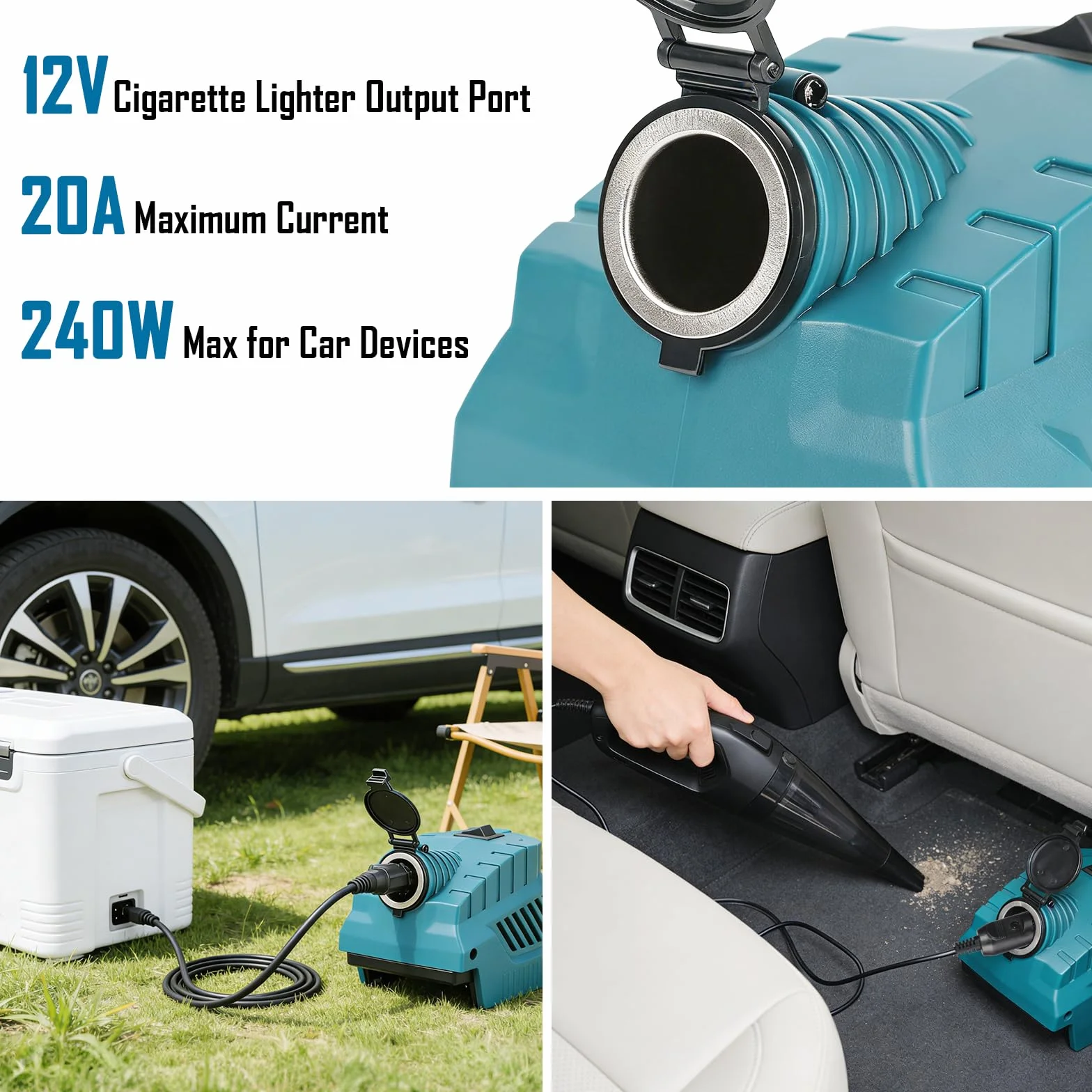 Konwerter Step Down kompatybilny z baterią litową Makita 18 V (bateria nie jest dołączona), adapter regulatora napięcia 18 V na 12 V z zapalniczką i portem USB