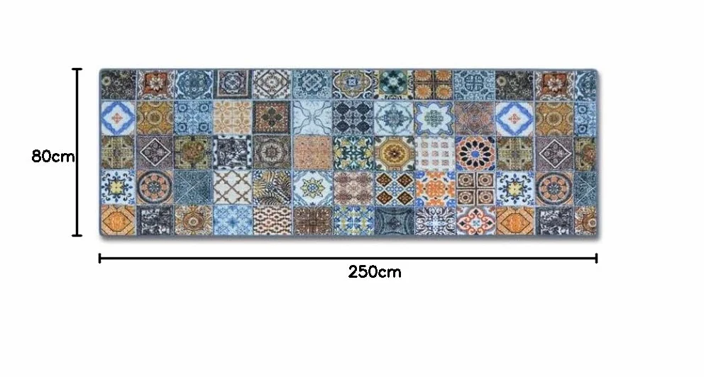 Bieżnik dywanowy ze wzorem - wykonany na miarę drobny dywan pętelkowy do kuchni, przedpokoju i salonu - ozdoba vintage, orientalna kratka (80 x 250 cm, Bonita)