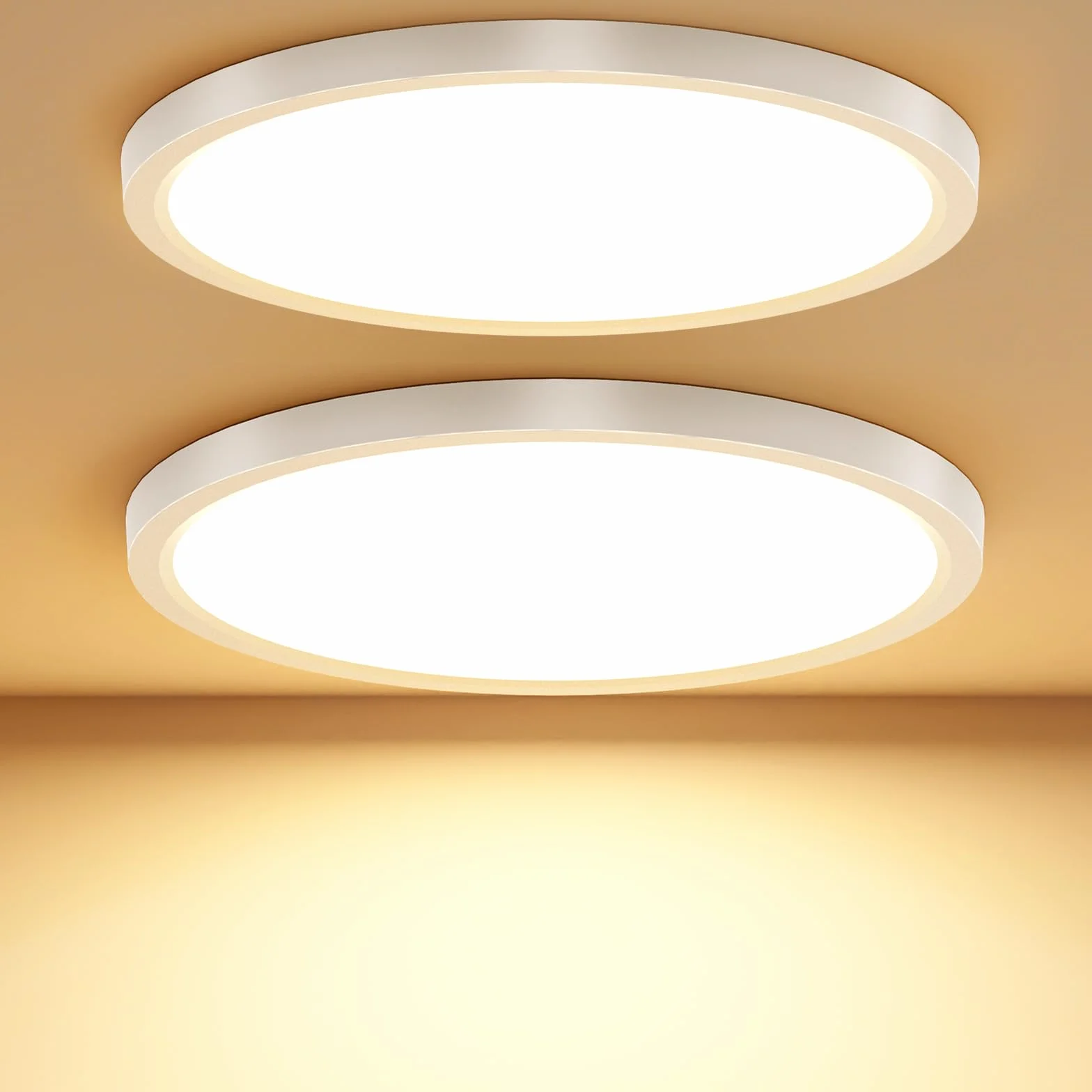 Nowoczesna lampa sufitowa Led 3000K, 18 W, 2448 lm, ciepła biel, okrągła, bardzo cienka wewnętrzna lampa sufitowa do balkonu, łazienki, sypialni, piwnicy, Ø22 cm (2 szt.)