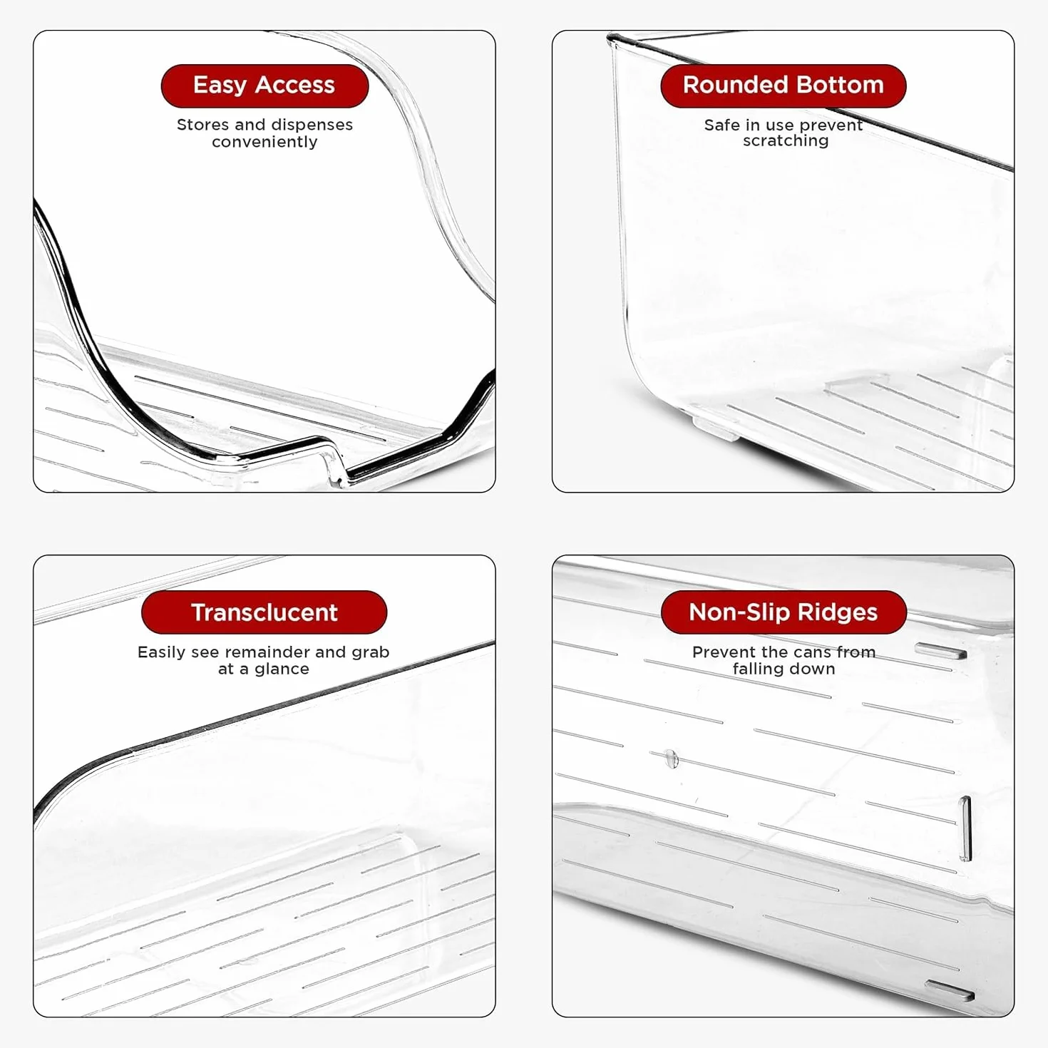 KICHLY Lodówka Uchwyt na puszki (4 Pack) - Dozownik do przechowywania puszek z sodą Spiżarnia, lodówka, zamrażarka i pomieszczenie gospodarcze (Jasne)