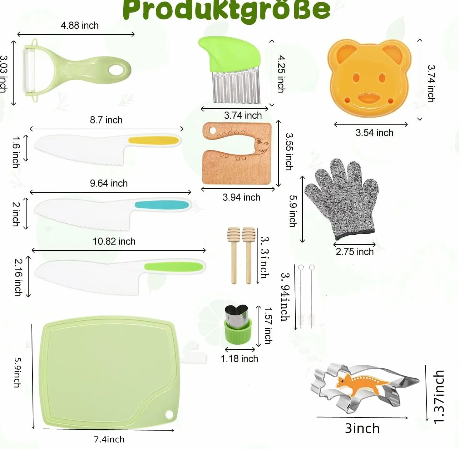Zestaw nożyków kuchennych dla dzieci 43-częściowy z foremkami do dinozaurów