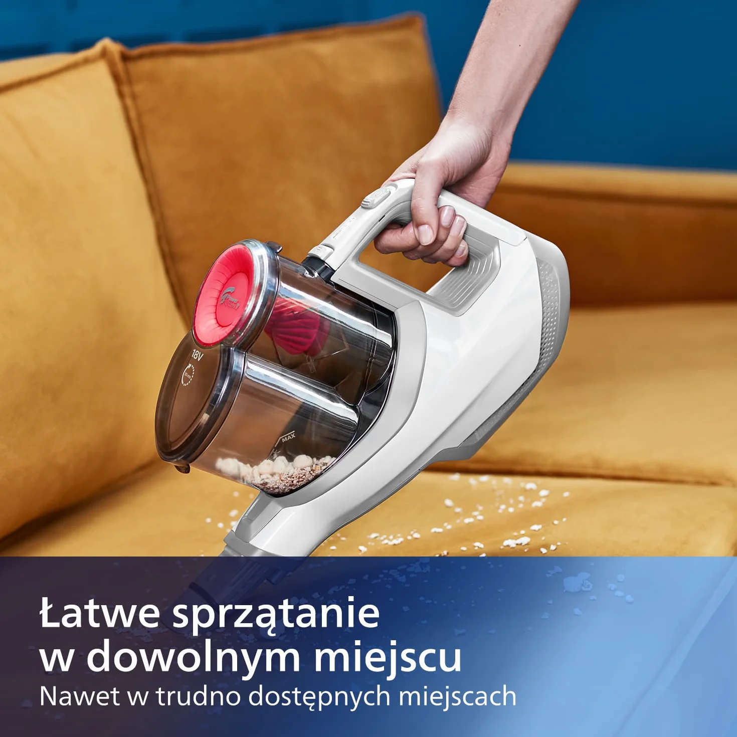 Philips Pionowy Odkurzacz Bezprzewodowy - Bezprzewodowy I Odkurzacz Ręczny Z Nasadką Zasysającą 180° - Do 30 Minut Pracy Na Jednym Ładowaniu (FC6723/01)