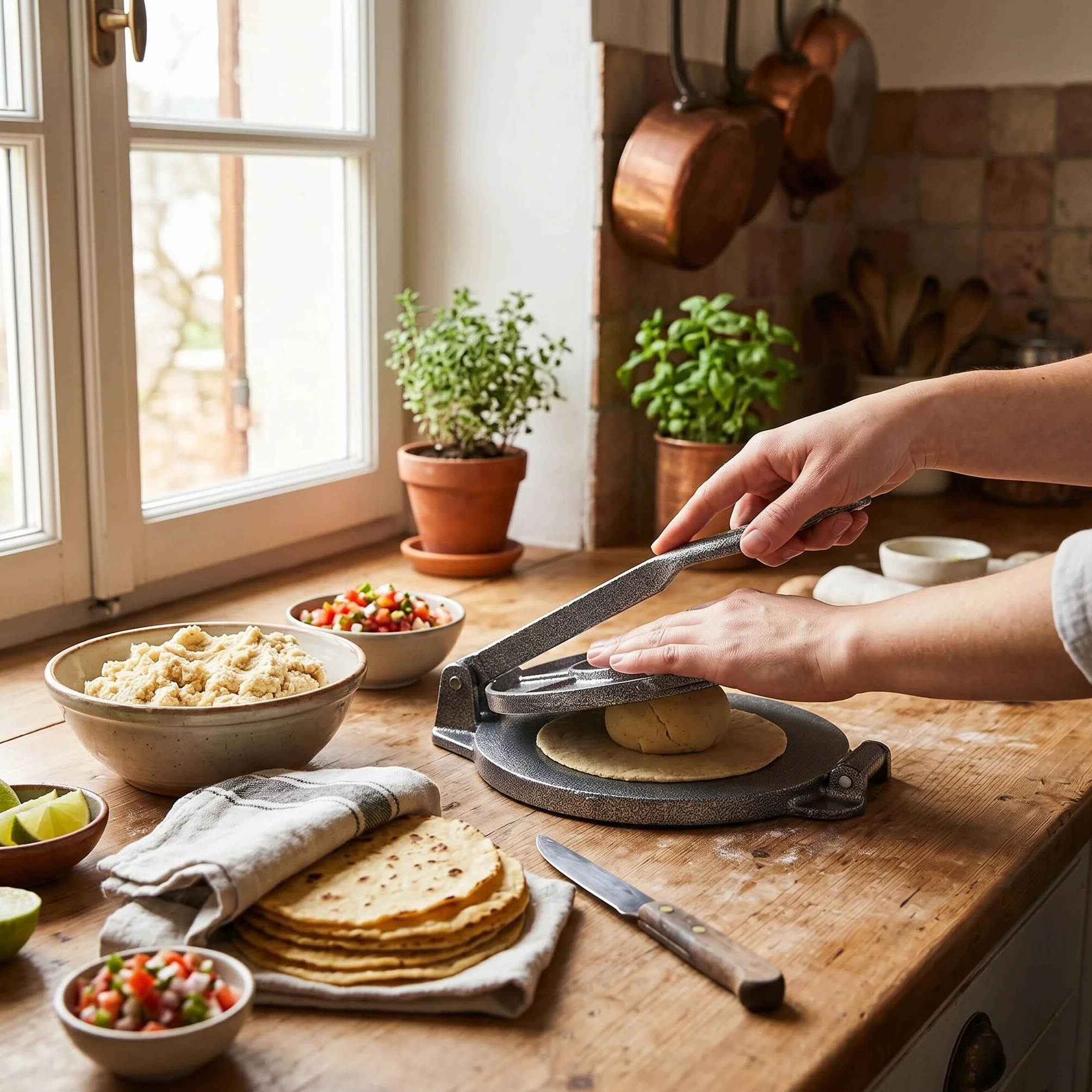 Żeliwna Prasa do Tortilli, Prasa Żeliwna Prasa Pataconera Quesadilla Roti Maker Wstępnie Przyprawiona Maszyna do Tortilli do Tortilli Kukurydzianych dla Domowej Restauracji