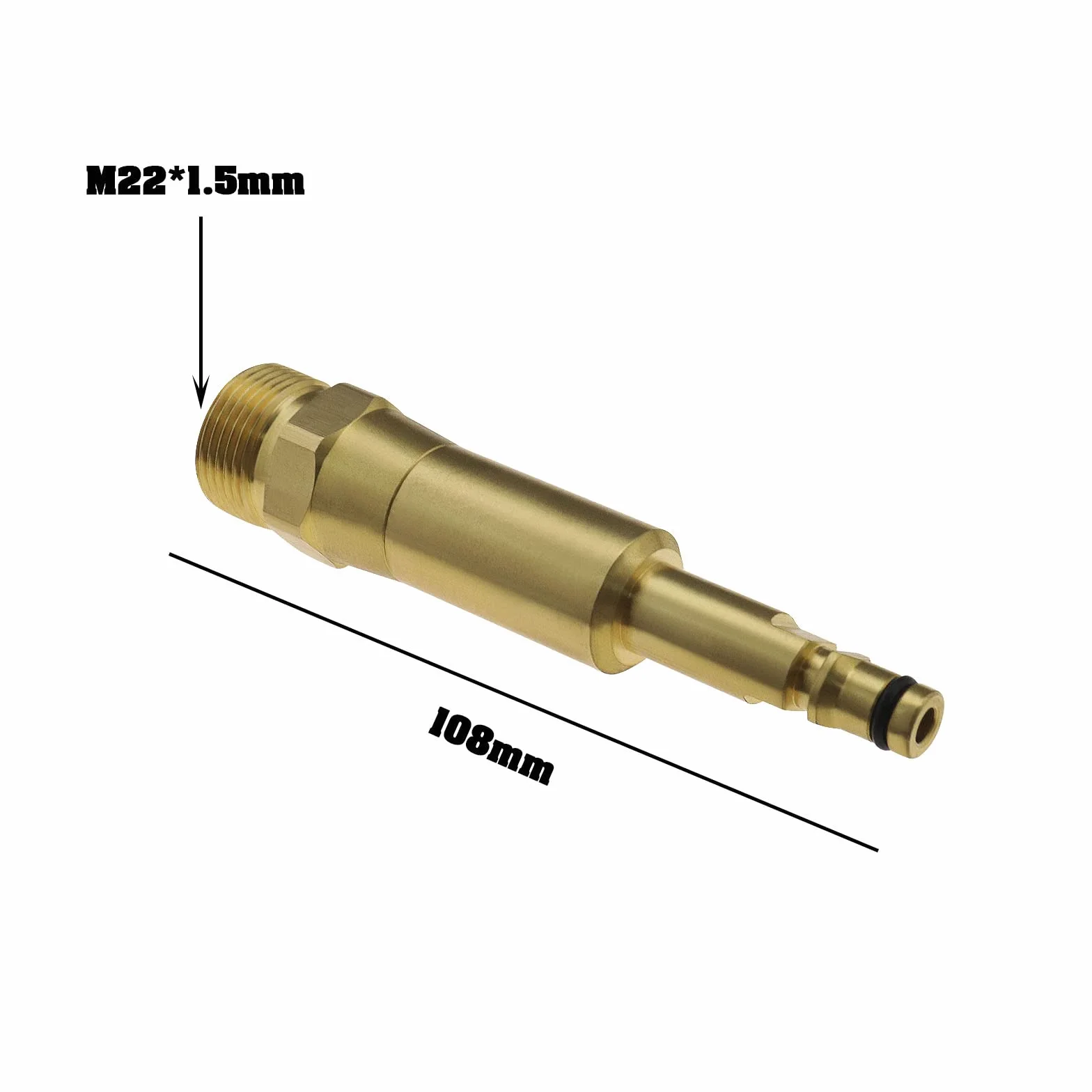 Schenll adapter do węży wysokociśnieniowych z gwintem wewnętrznym M22 x 1,5, kompatybilny z myjką wysokociśnieniową Kärcher K2, K3, K4, K5, K6, K7, mosiądz, długość 108 mm