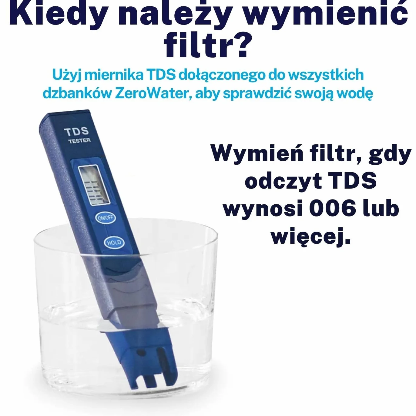 ZeroWater Zestaw filtrów do wody 2,4 l okrągły dzbanek 3 wkłady filtrujące miernik jakości wody BPA NSF