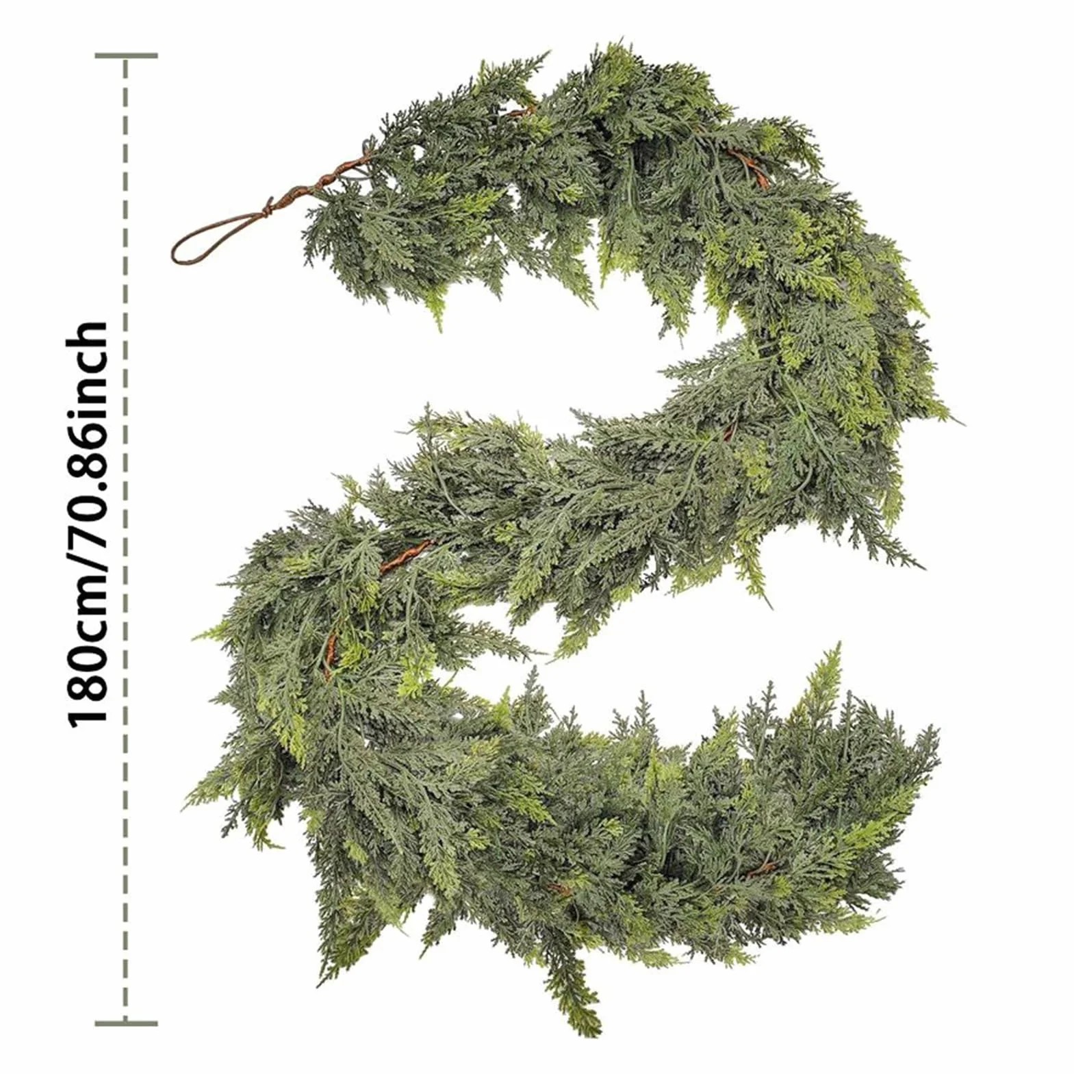 Świąteczna girlanda cedrowa, elastyczna konstrukcja, 1,8 m, Cedar Holiday Garland, realistyczna winorośl zieleni, odporna na kurz, do kominków okienne ramy schodowe stół Mantel