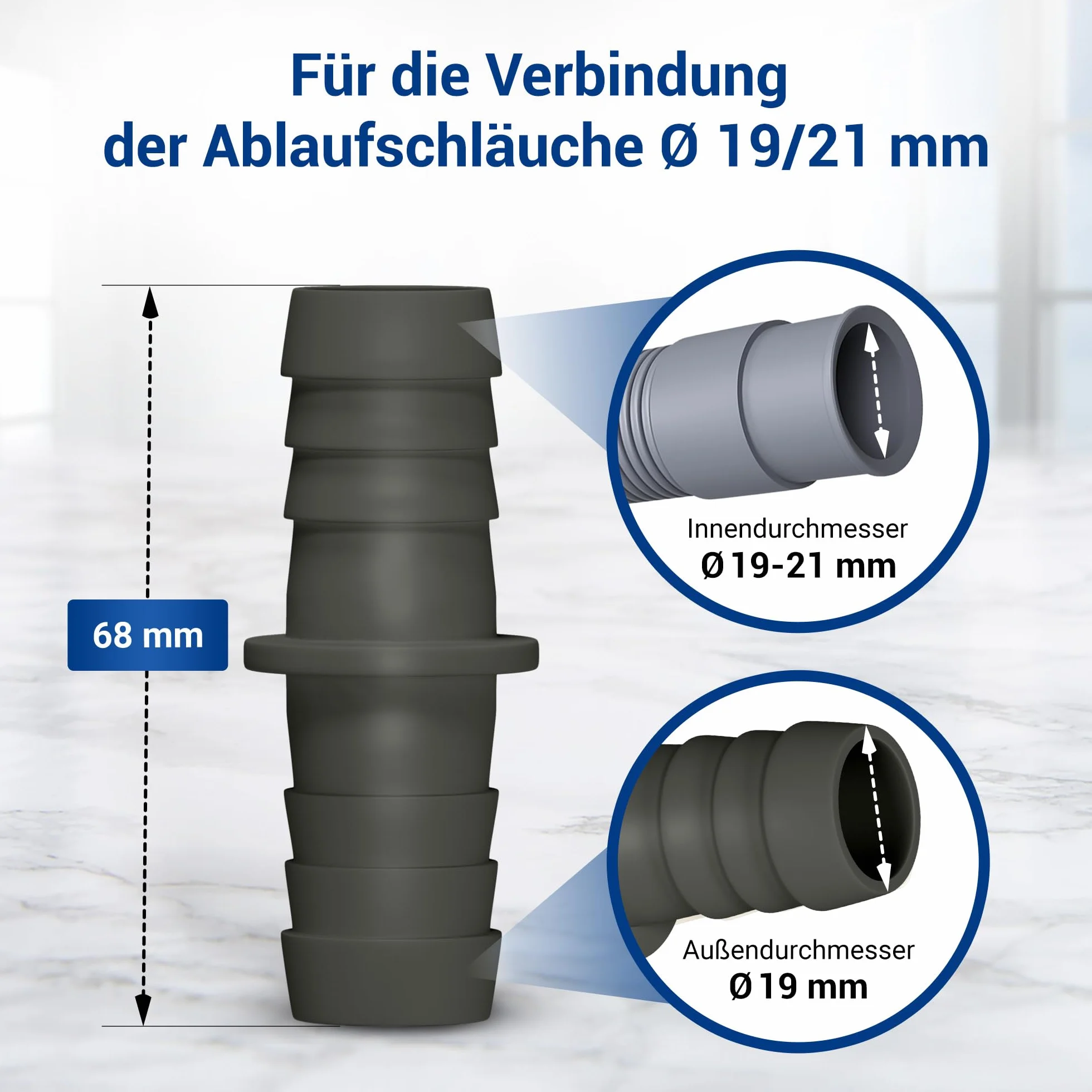 VIOKS Złącze węża wodnego 19/19 mm Ø do pralki i zmywarki