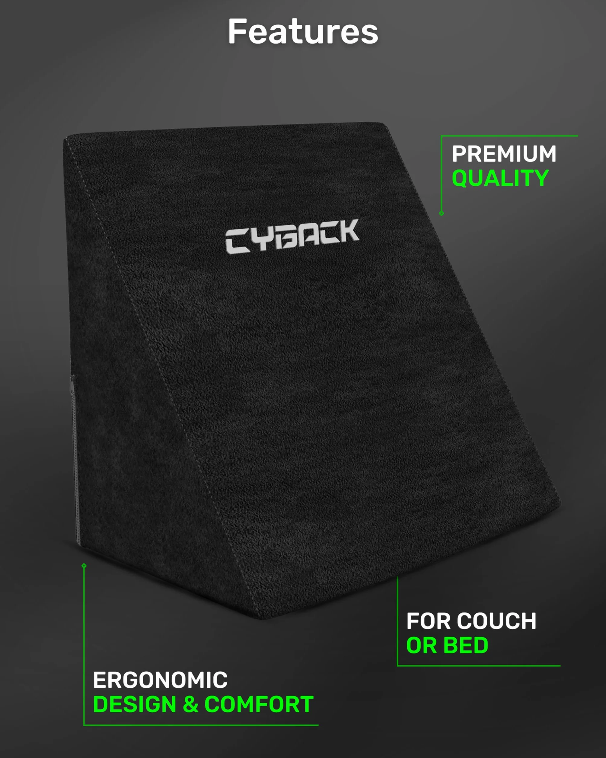 Couchmaster CYBACK – ergonomiczna poduszka pod plecy dla graczy z pianką memory – optymalny komfort pleców na kanapie i łóżku – idealne uzupełnienie
