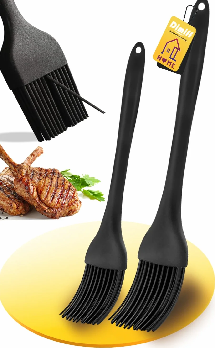 Pędzel silikonowy, pędzel do pieczenia, pędzel kuchenny, 26 + 21 cm, silikon niezawierający BPA, do kuchni, odporny na wysokie temperatury 230°C, duży + mały