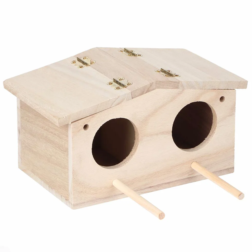 Drewniany Domek dla Ptaków 9,1 x 5,1 x 4,9 Cala, Budka dla Zwierząt, Klatka Schronienia, Akcesoria dla Papug i Jaskółek