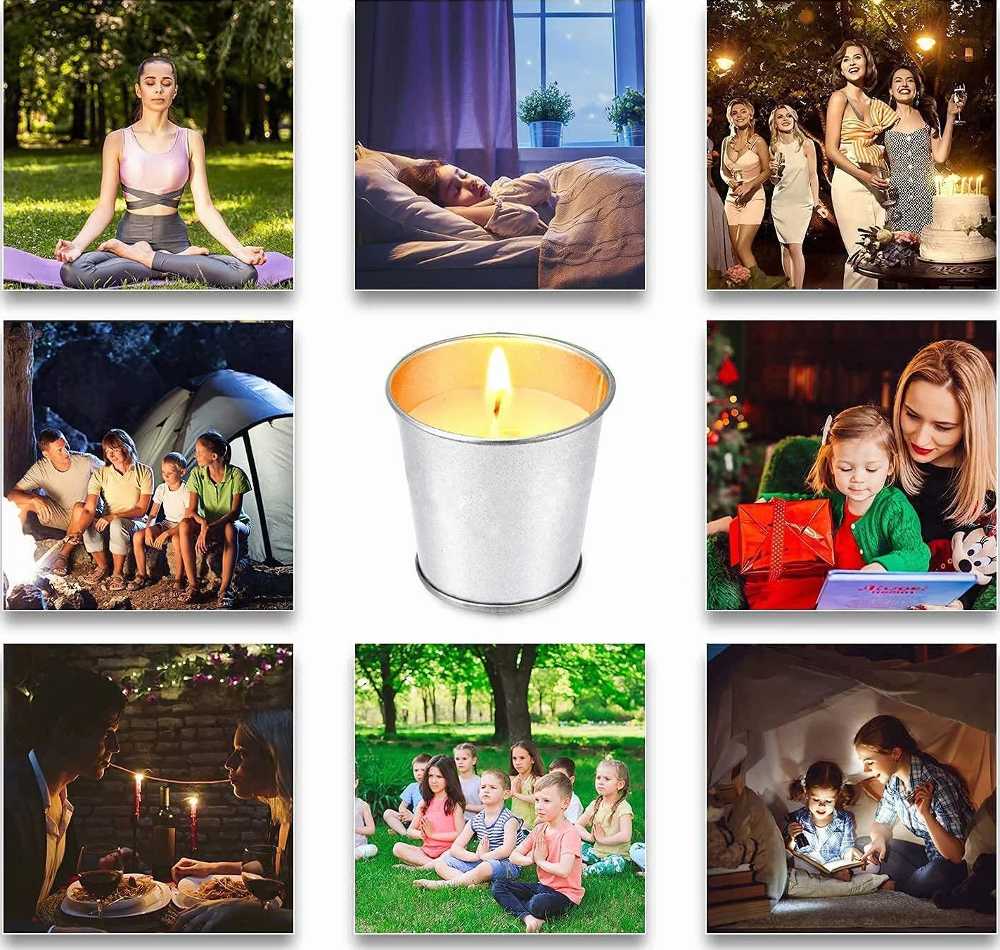 12 sztuk świec w metalowym pojemniku, 120-180 godzin palenia, naturalny wosk sojowy, cytronella, świeczki zapachowe, cytryny, podgrzewacze do użytku na zewnątrz, idealne na balkon, taras, do ogrodu