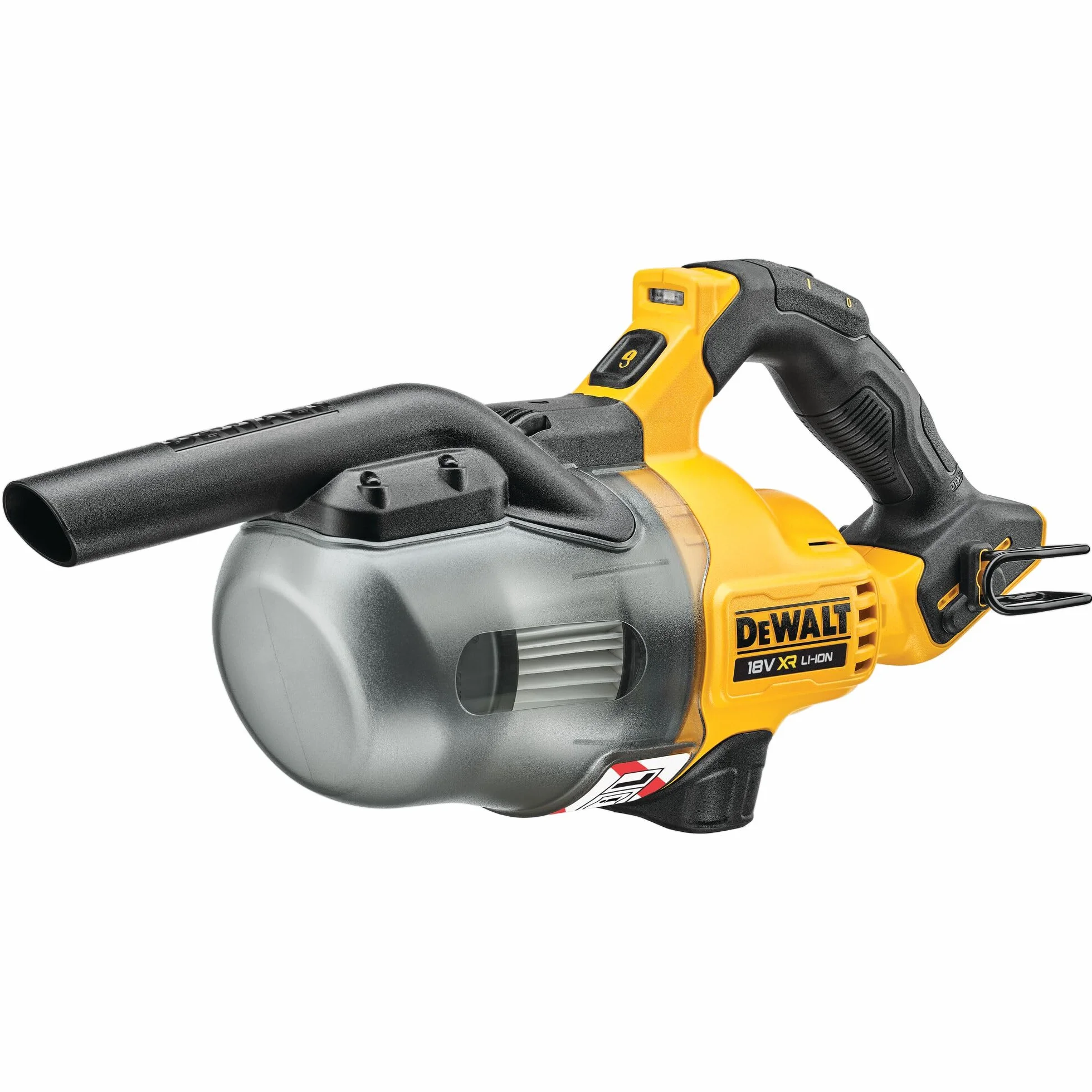 Dewalt DCV501LN odkurzacz akumulatorowy 18 V (odkurzacz klasy L, z filtrem HEPA, z przełącznikiem do pracy ciągłej, jasna biała dioda LED, w zestawie hak na pasek, torba do przenoszenia i akcesoria,