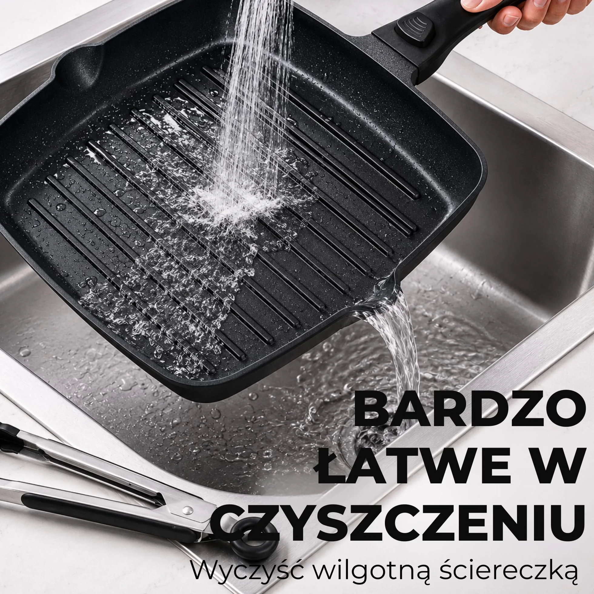 Patelnia nieprzywierająca z powłoką kamienną Greblon, odporna na zarysowania, do indukcji