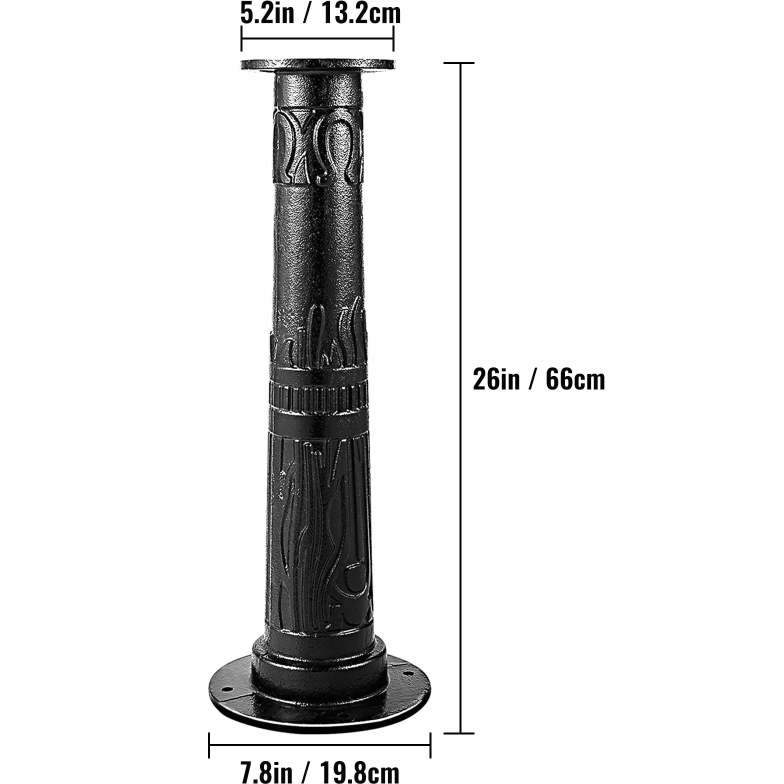 VEVOR stojak na pompę korbową, żeliwny stojak do pompy, 23,7 x 23,7 x 66 cm, z farbą natryskową, grubość 8 mm, czarny, do ogrodu, stawu, podwórka