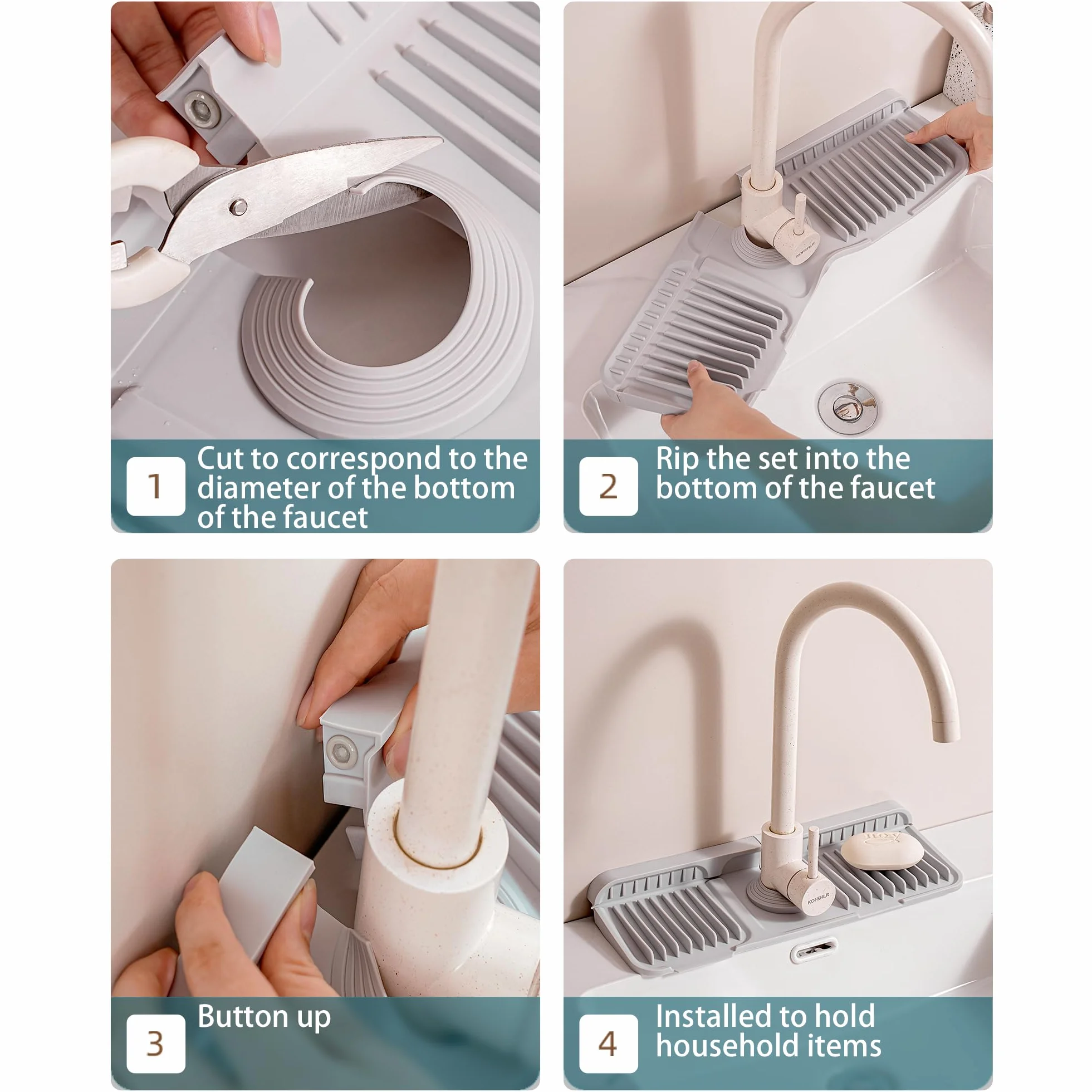 Silikonowa Mata Ociekowa pod Baterię 6° nachylenia, Ochrona Blatu Kuchennego, Uniwersalny Ochraniacz Zlewu