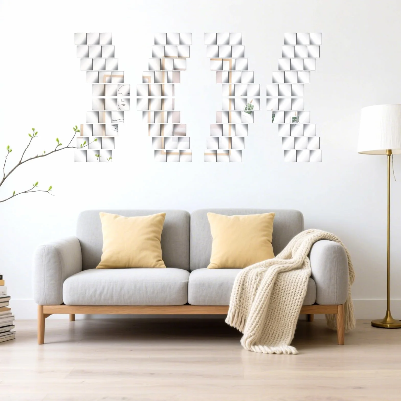 50 sztuk mini luster, 2,5 x 2,5 cm, akrylowe płytki lustrzane, samoprzylepne, kwadratowe, samoprzylepne, mozaika, lustro, dekoracja ścienna, łazienka, kuchnia, rzemiosło, stół