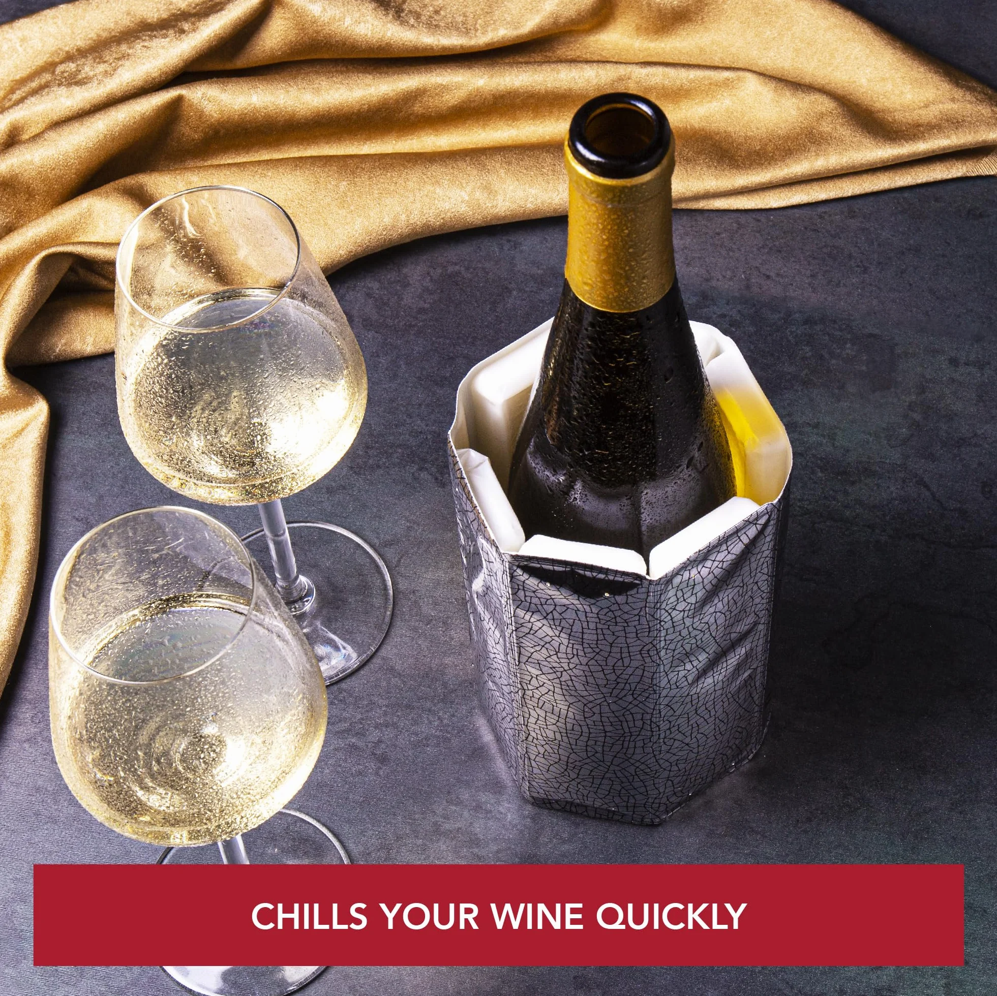 Vacu Vin Rapid Ice Wine Cooler Chłodziarka Do Wina, Srebrny