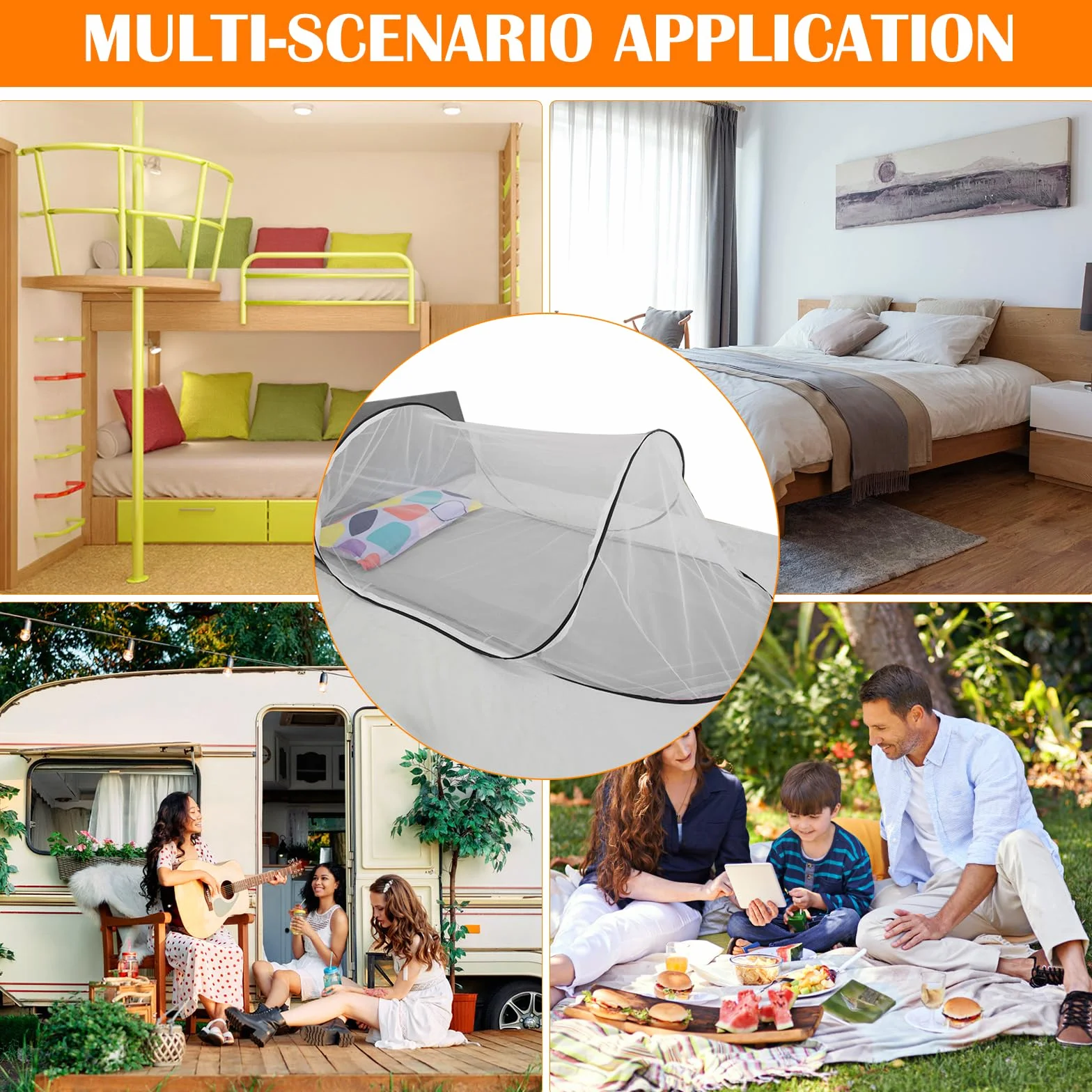 Moskitiera Pop Up 200 x 80 x 56 cm – do podróży, składana do pojedynczego łóżka