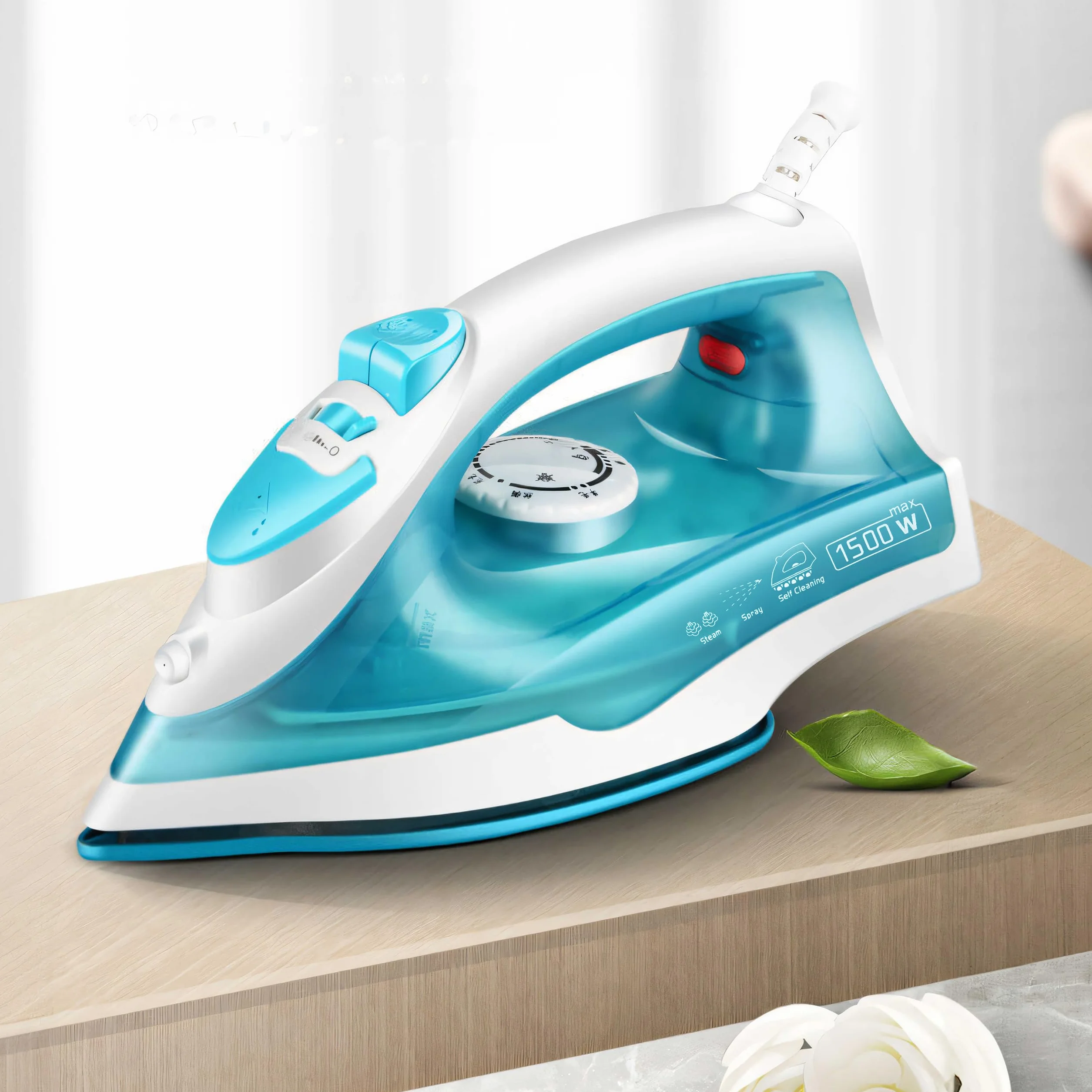 Retoo Żelazko parowe 1200 W, zbiornik na wodę 150 ml, pionowe uderzenie pary, stopa teflonowa, szybkie nagrzewanie, proste i efektywne prasowanie, 220 V, biało-niebieskie
