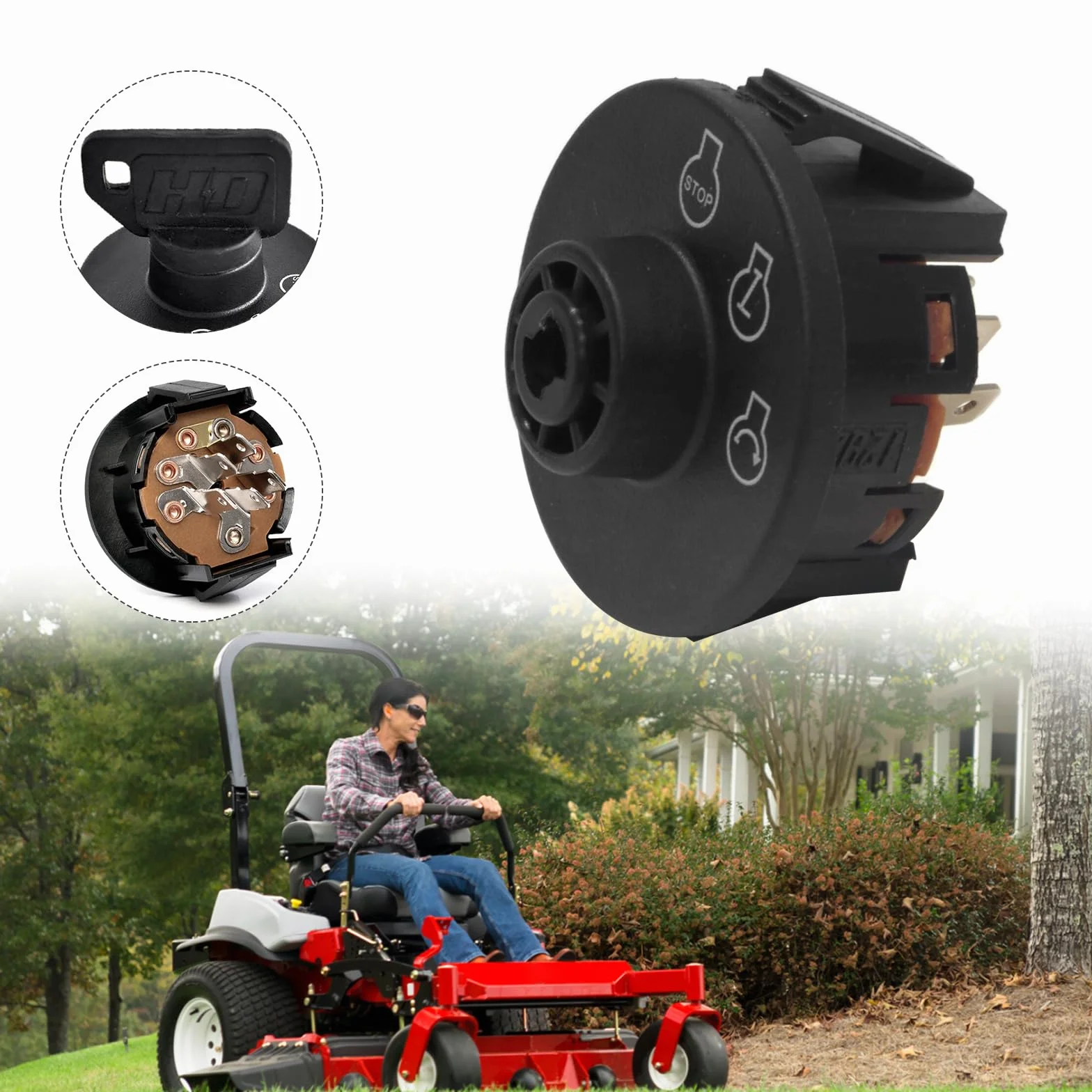 Toro Exmark 117-2221, wyłącznik zapłonu, rozrusznik zapłonu, wyłącznik zapłonu, kluczyk zapłonu, kompatybilny wyłącznik zapłonu i klucz zastępczy traktor trawnikowy