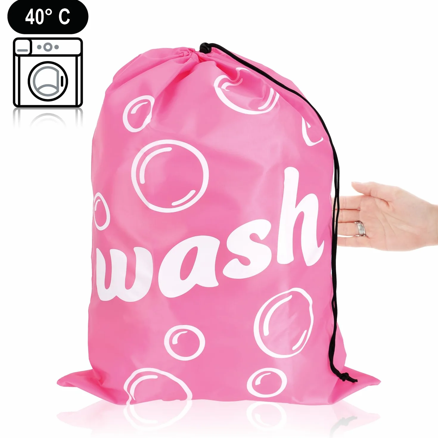 COM-FOUR® 2x torby na pranie - torba na brudną bieliznę - kosz na pranie ze sznurem - torby 69 x 50 cm (02 sztuki - mietowo-zielone/różowe)