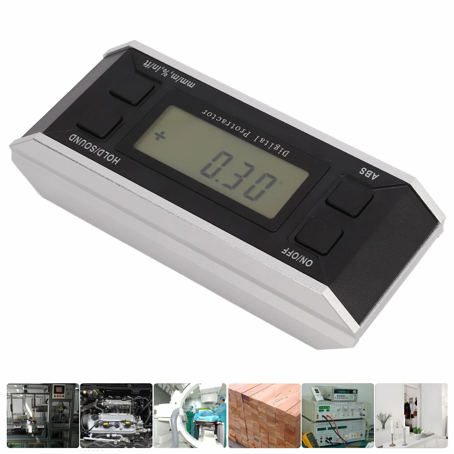 Narzędzie do pomiaru kąta, wykrywacz poziomu kąta o wysokiej dokładności Elektroniczny inklinometr LCD dla przemysłu do obróbki drewna w budownictwie(Brak podświetlenia taśmy)