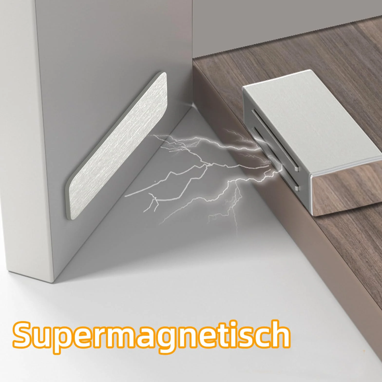 Samoprzylepny magnes na drzwi, 2 sztuki, magnetyczny magnes na drzwi szafy, magnes meblowy ze stali nierdzewnej, otwieracz do drzwi, otwieracz drzwi (duży rozmiar)