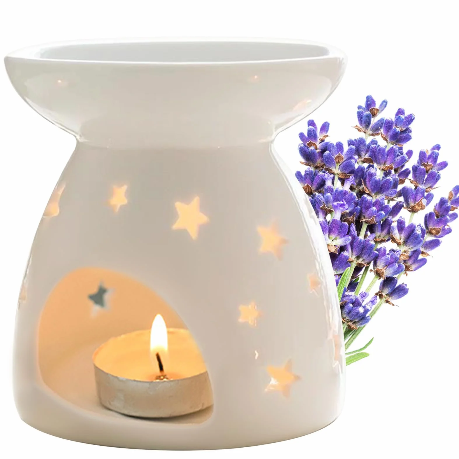 Ceramiczna lampa zapachowa do olejków eterycznych, palnik olejków eterycznych z łyżeczką do świec, lampa zapachowa, podgrzewacze, dekoracyjny uchwyt na podgrzewacze, palnik olejowy do sypialni