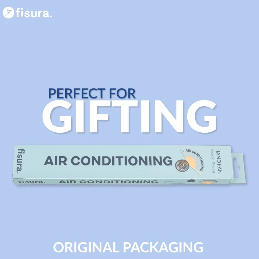 Fisura – Oryginalny wachlarz dekoracyjny z zabawnym przesłaniem, nowoczesny design, drewno i tkanina, idealny na prezent, do użytku osobistego lub jako ozdoba, 42,5 x 23 cm