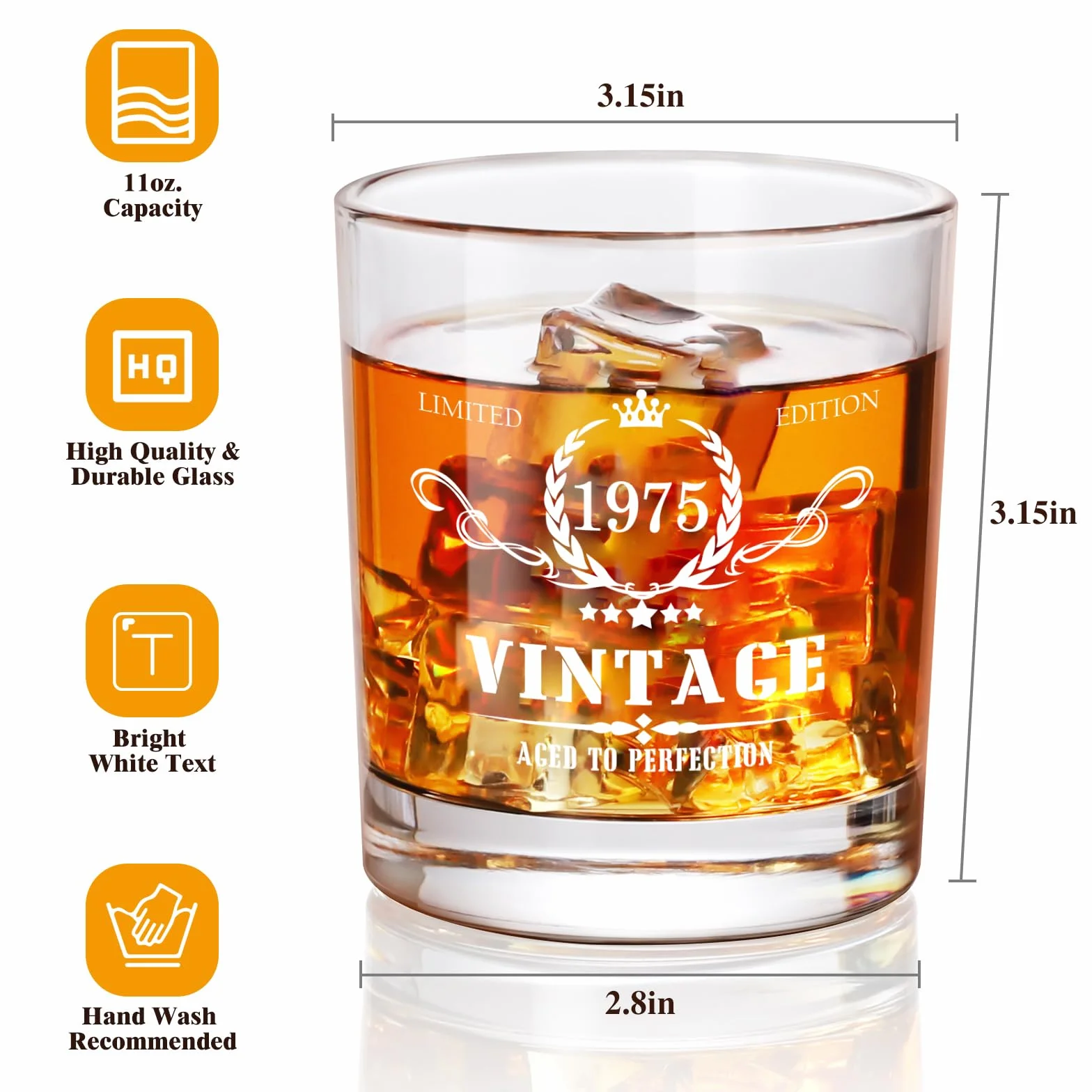 Zestaw szklanek do whisky vintage 1975 na 50. urodziny dla mężczyzn